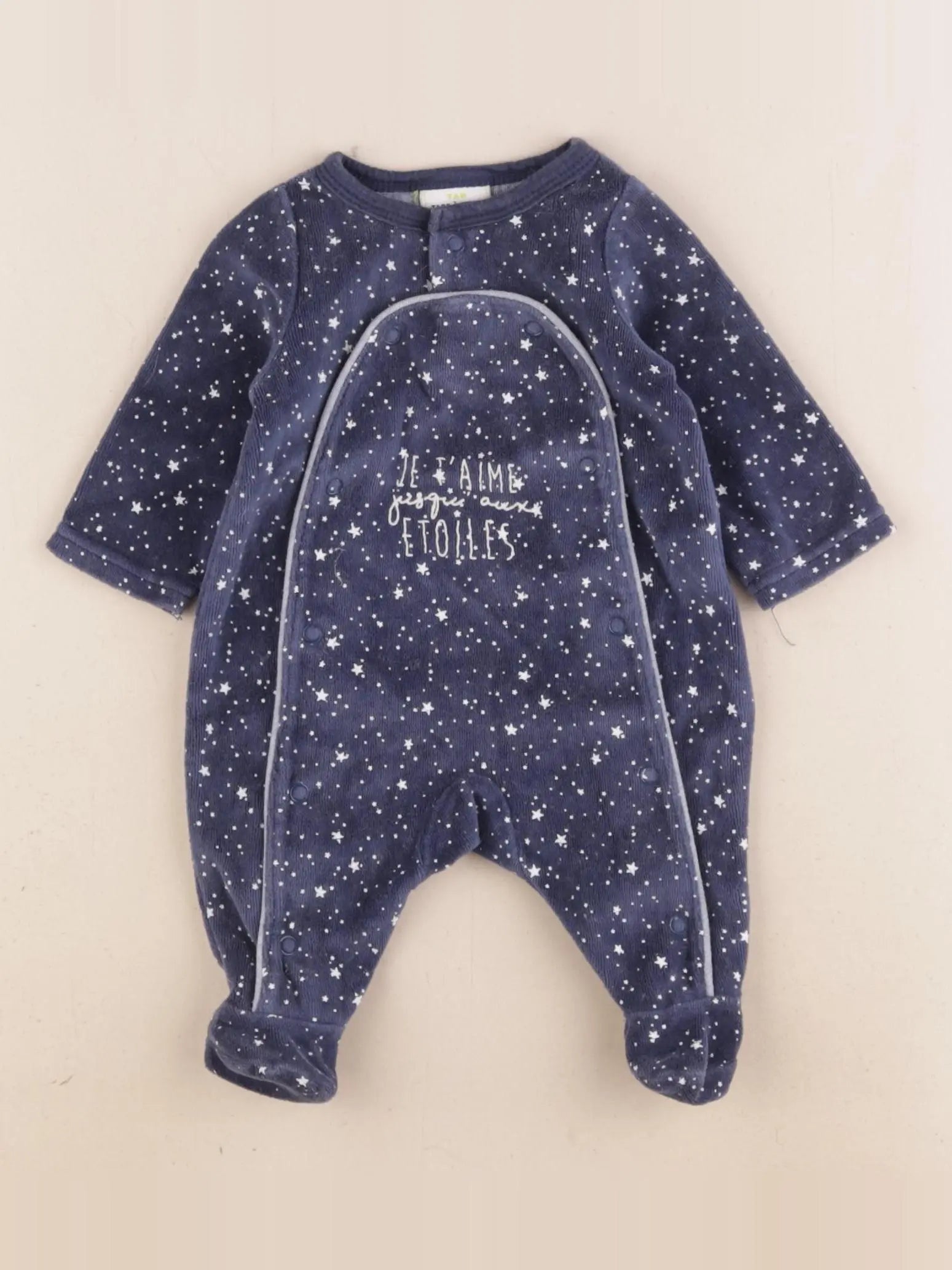 Tape à l'oeil - pyjama velours bleu - 0 mois