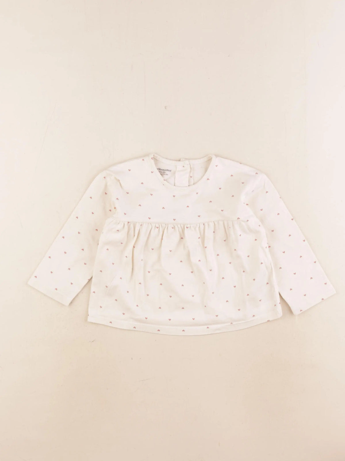 Vertbaudet - tee-shirt blanc, rouge - 12 mois