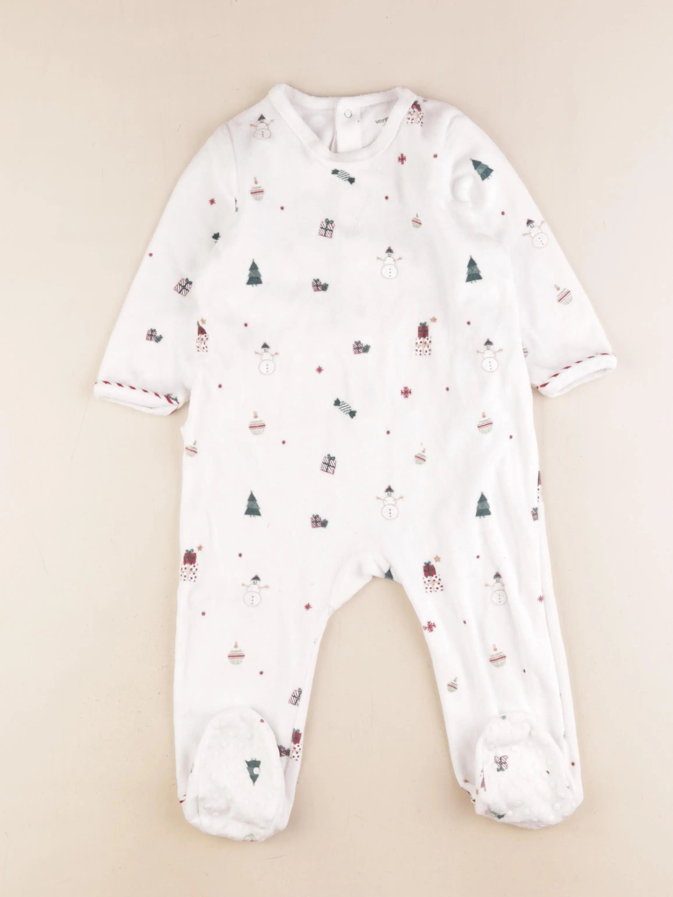 Vertbaudet - pyjama velours blanc - 18 mois