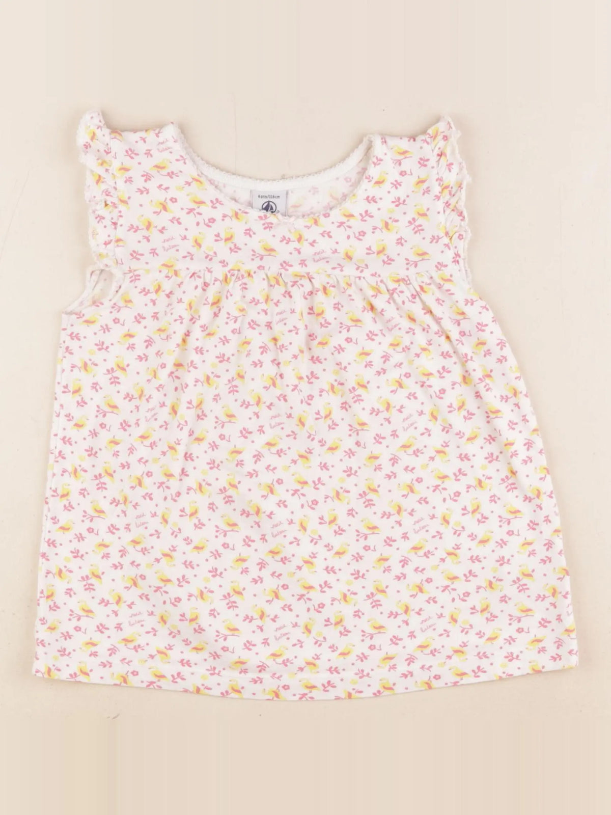 Petit Bateau - chemise de nuit coton blanc - 6 ans