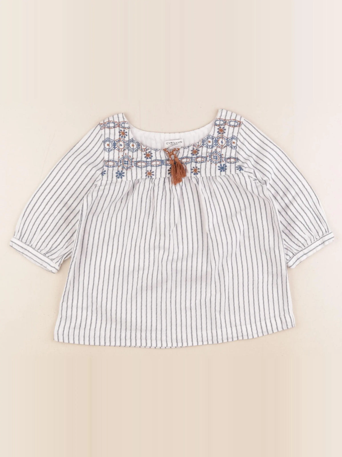 Cyrillus - blouse blanc, bleu - 6 ans