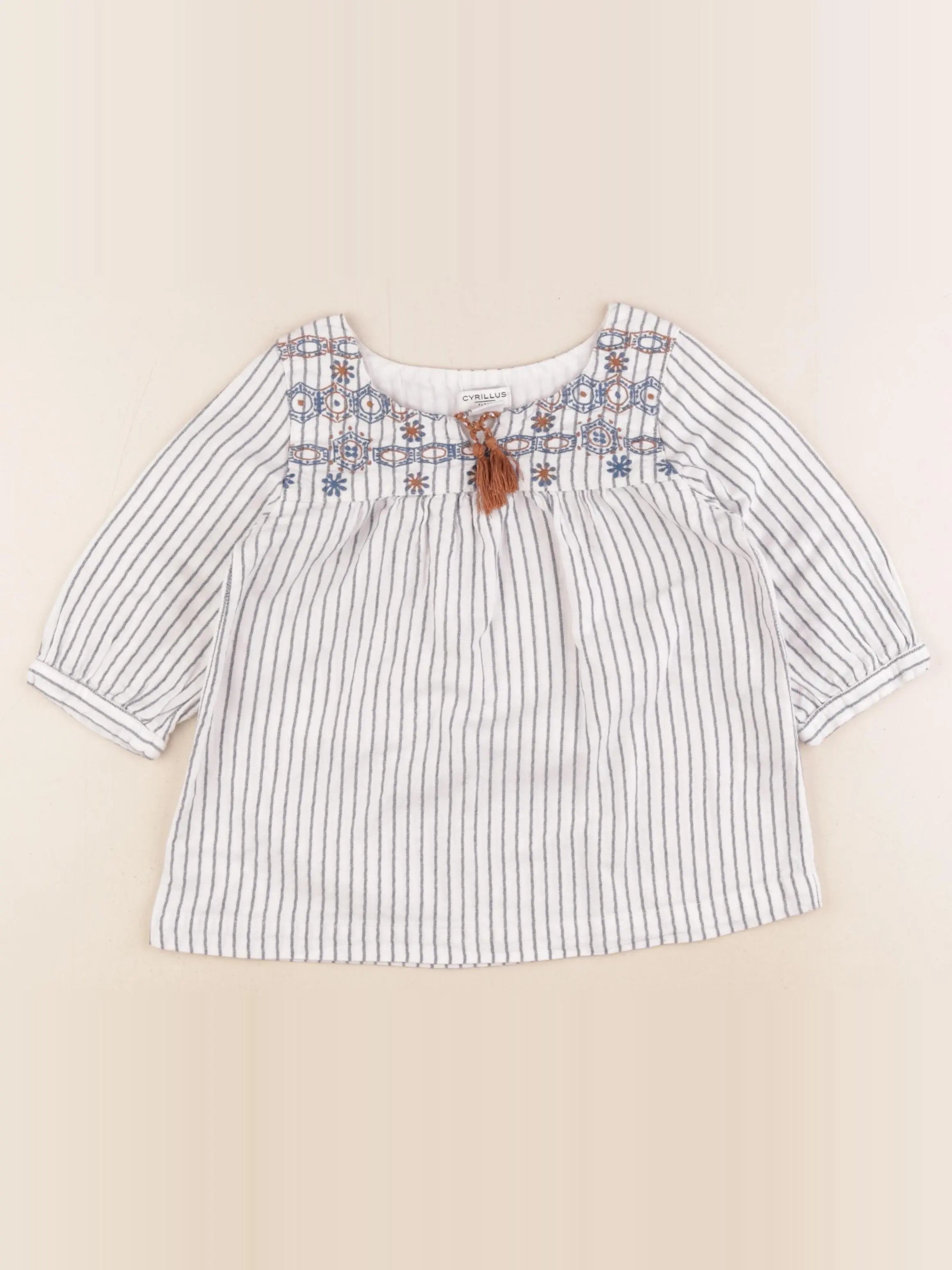 Cyrillus - blouse blanc, bleu - 6 ans