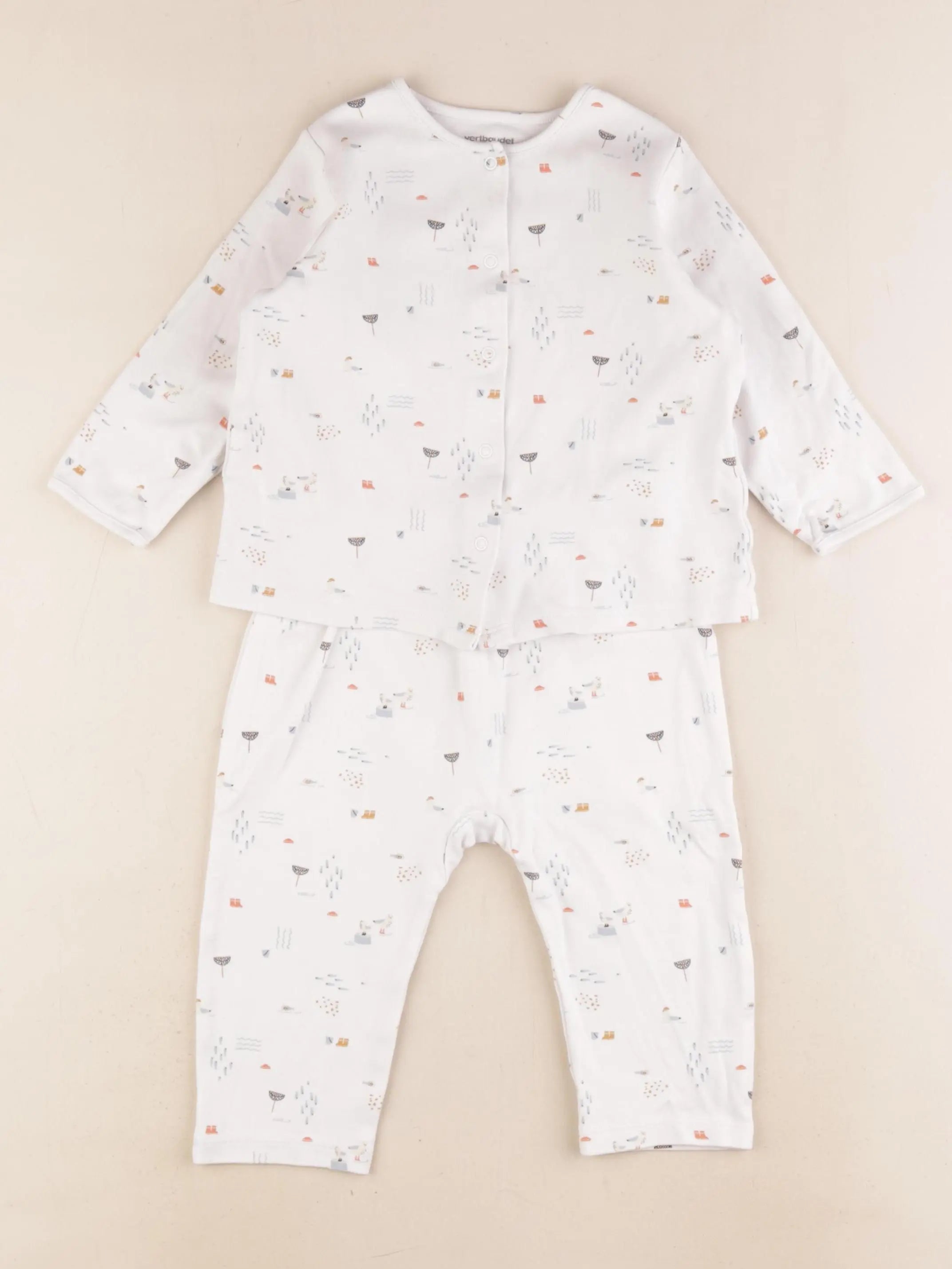Vertbaudet - pyjama coton blanc - 18 mois