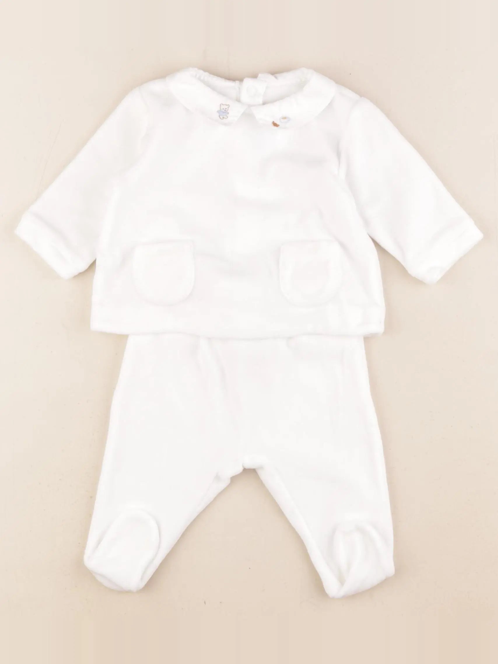 Jacadi - pyjama velours blanc - 3 mois