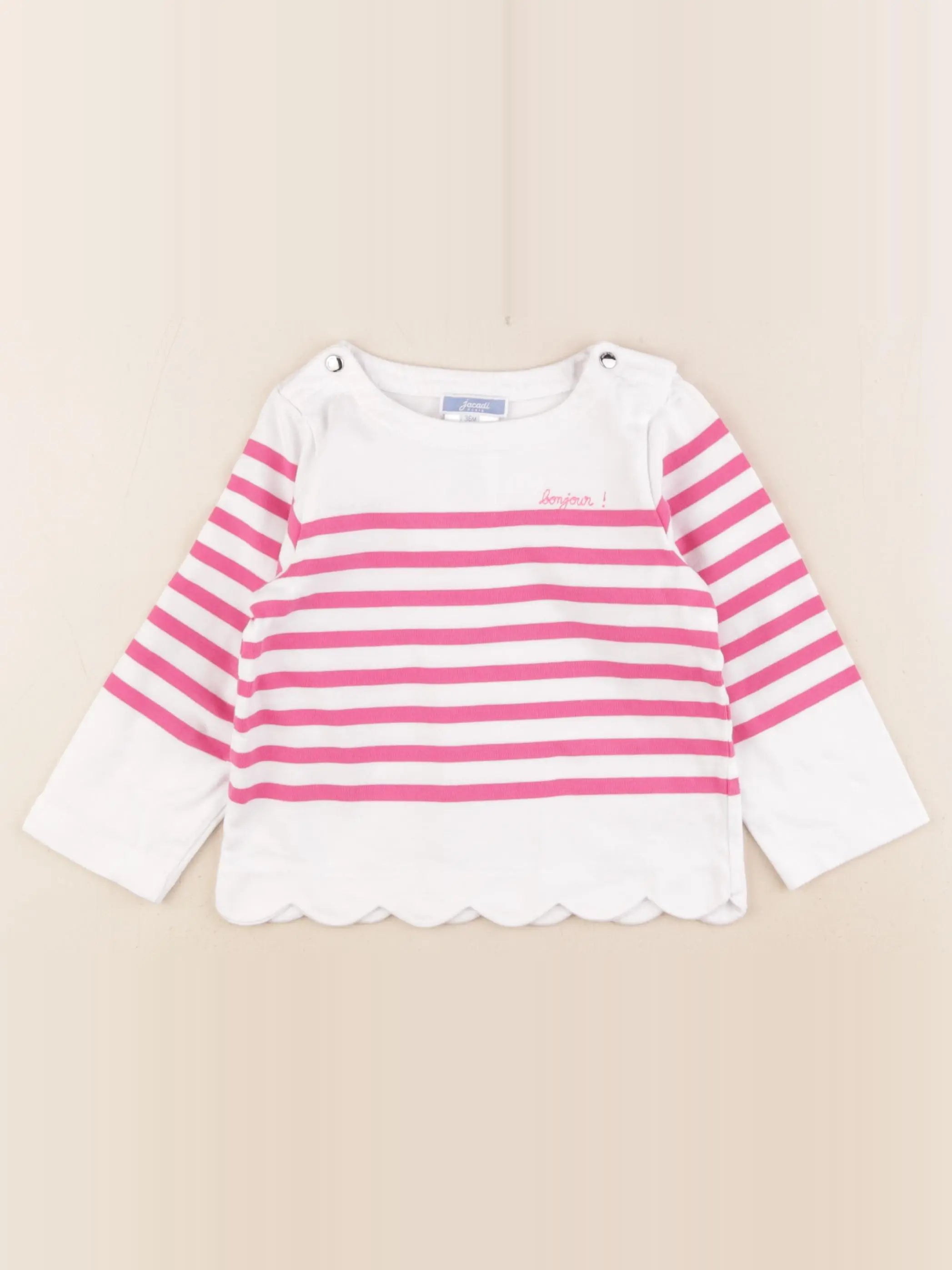 Jacadi - tee-shirt rose, blanc - 36 mois