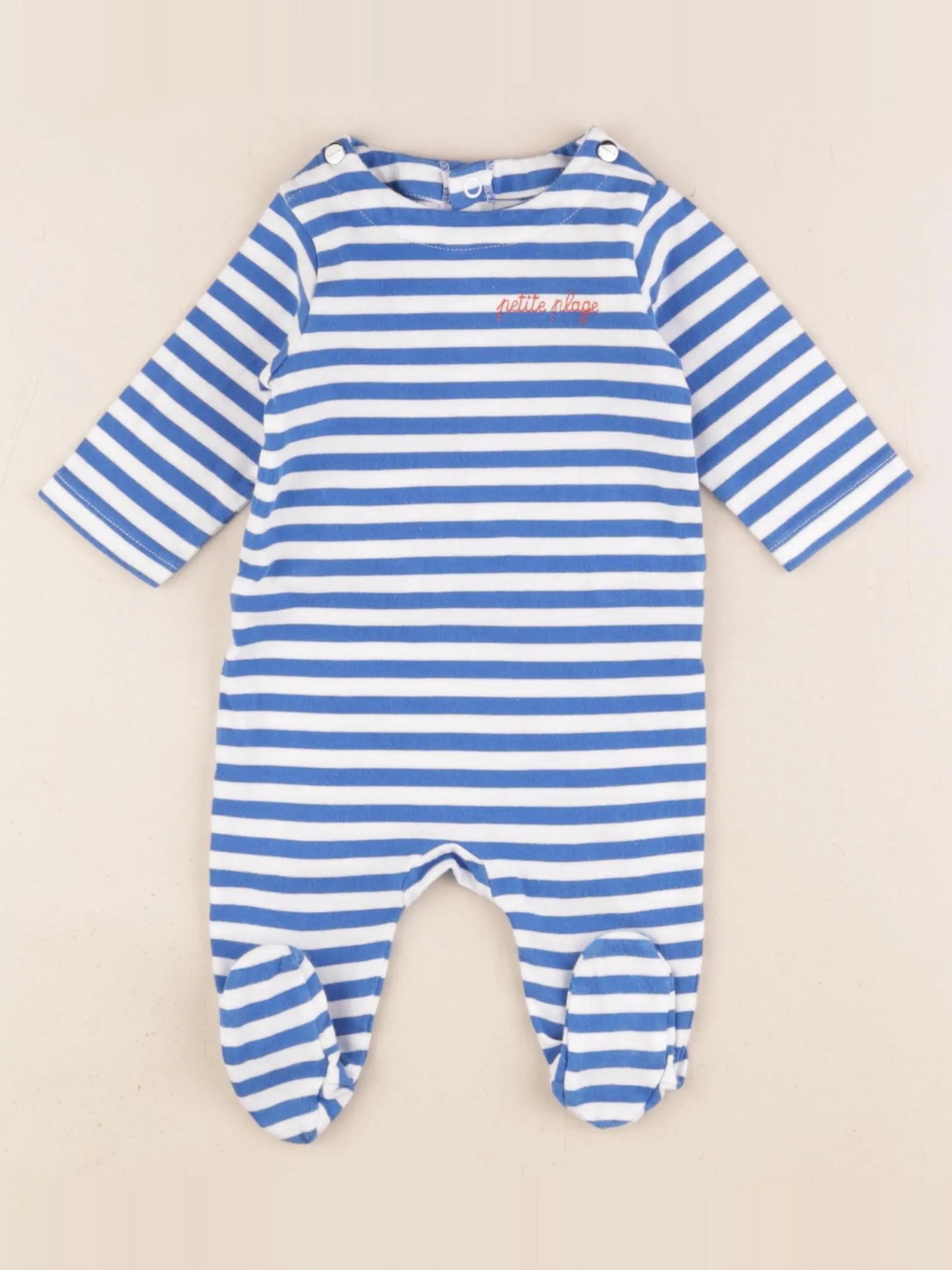 Jacadi - pyjama coton bleu, blanc - 1 mois