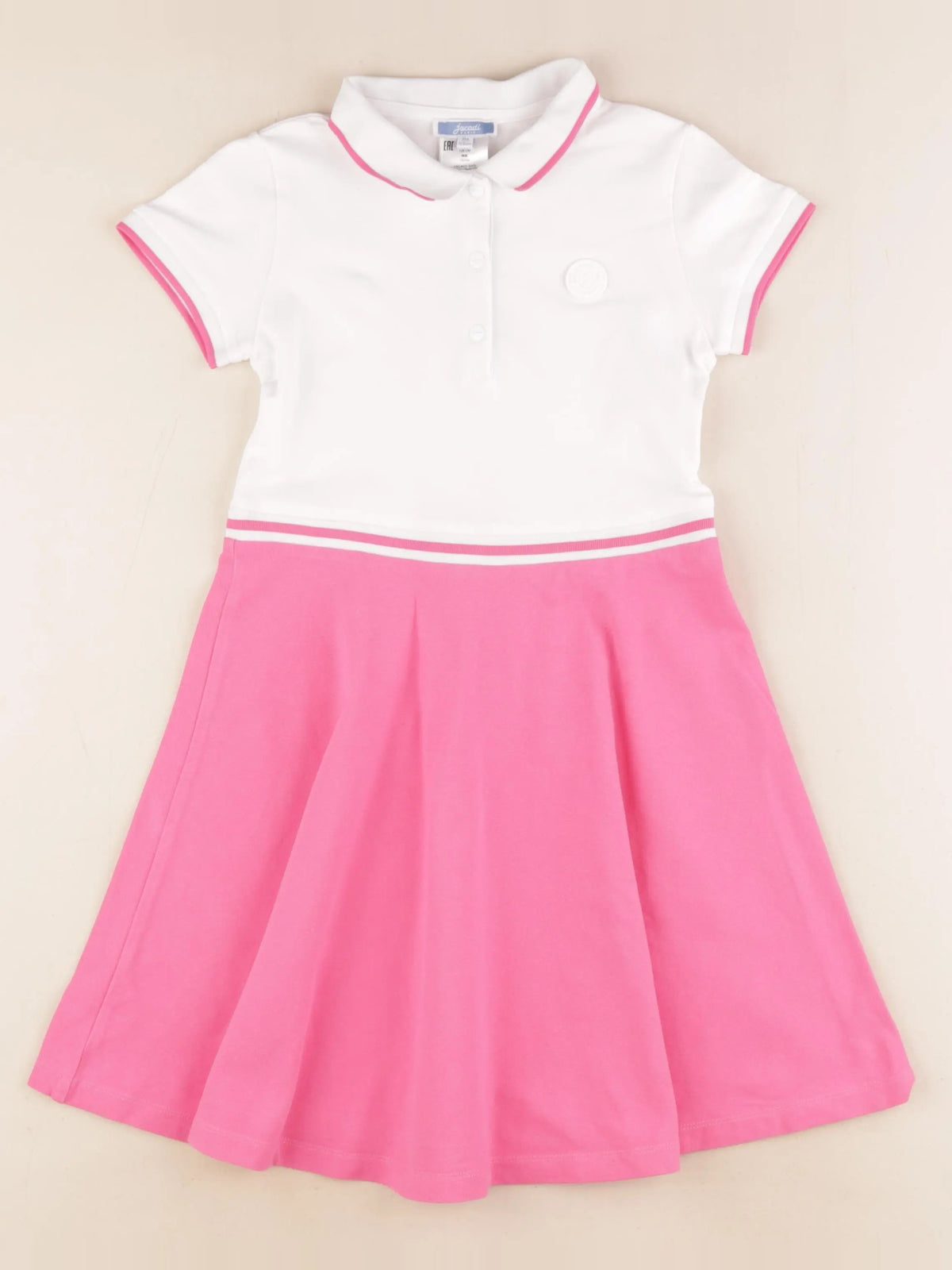 Jacadi - robe blanc, rose - 8 ans
