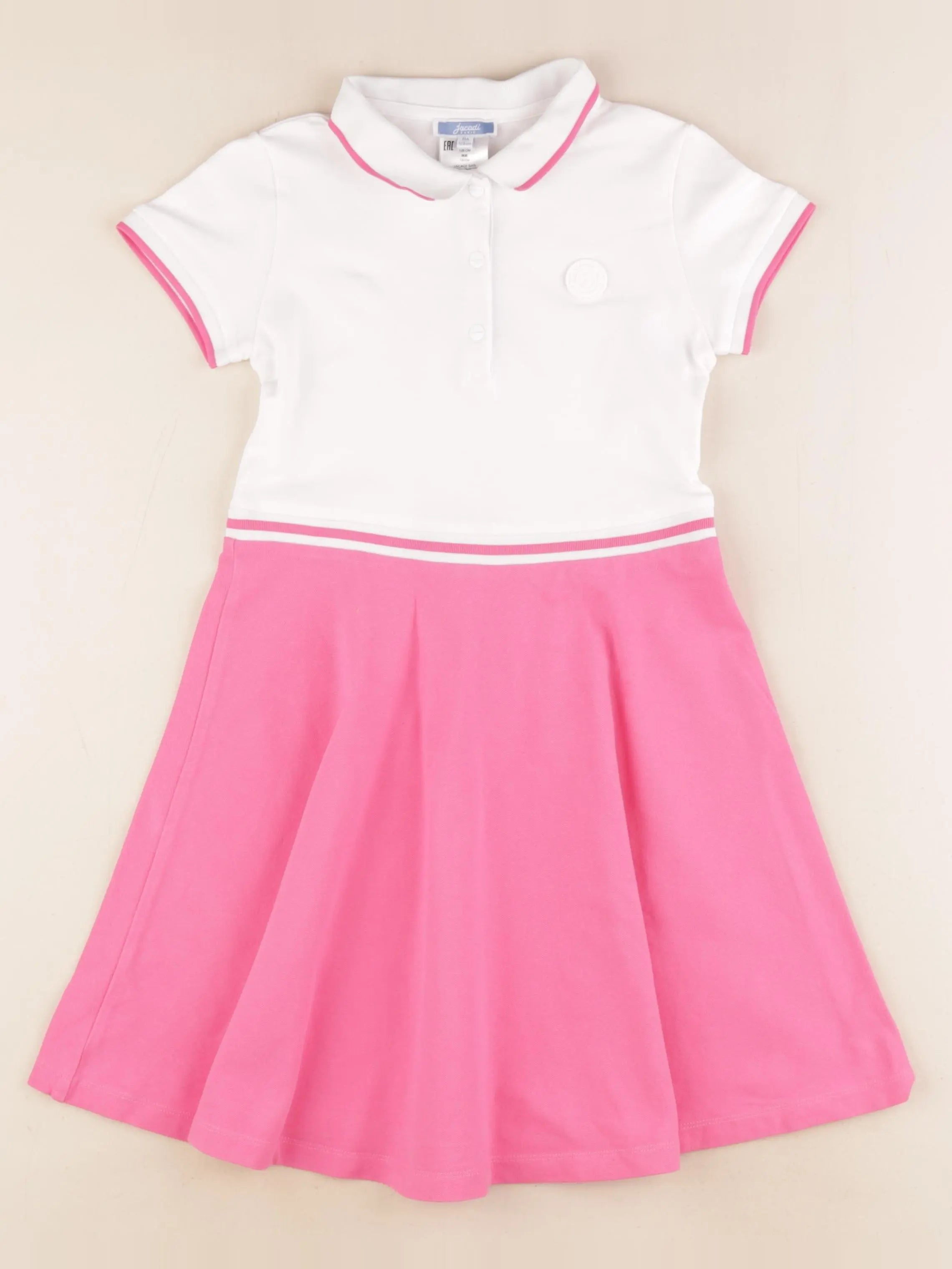 Jacadi - robe blanc, rose - 8 ans