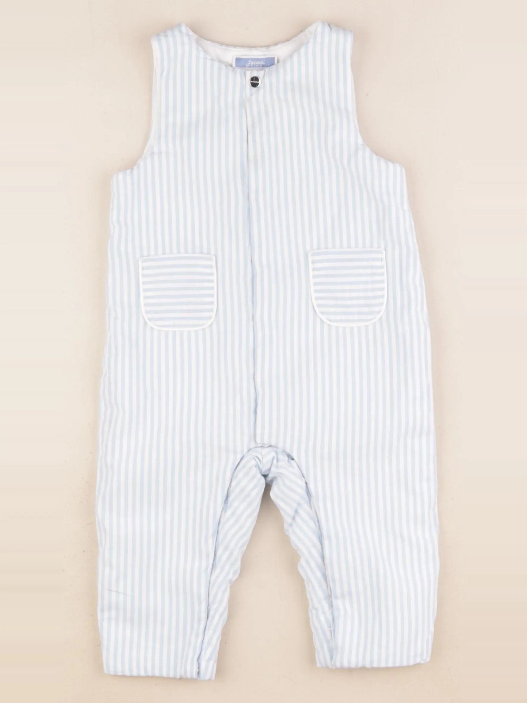 Jacadi - combinaison doublé blanc, bleu - 1 an