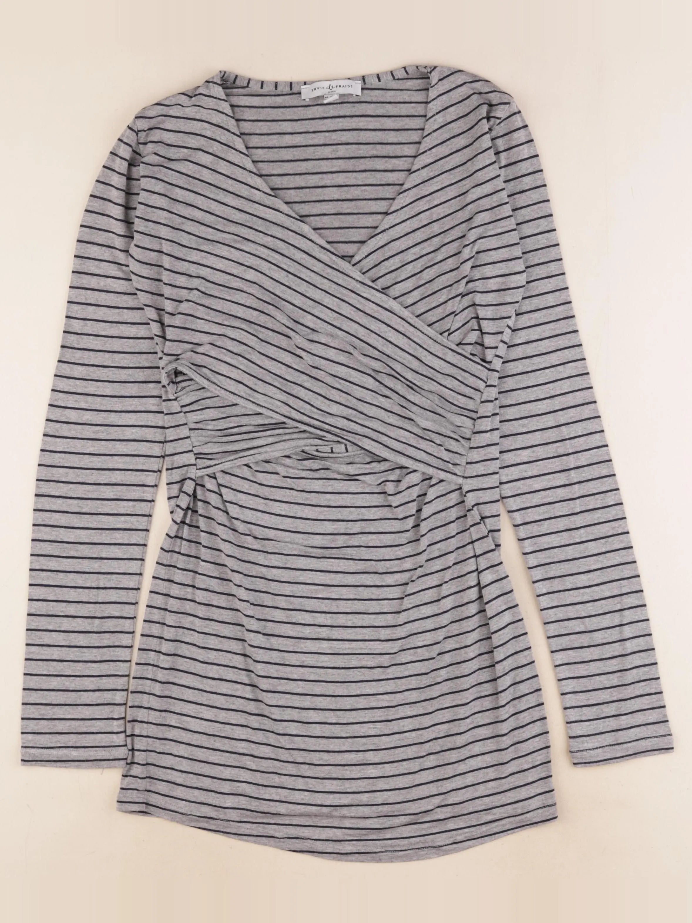 Envie de fraise - tee-shirt grossesse, allaitement gris, bleu - 36 à 38