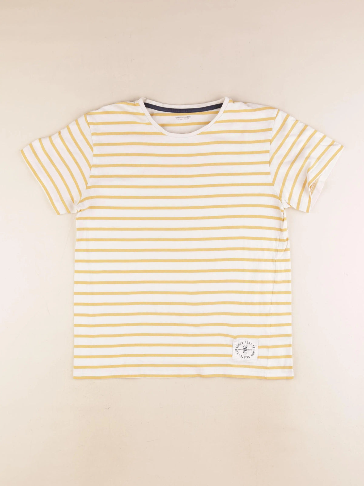 Vertbaudet - tee-shirt blanc, jaune - 14 ans