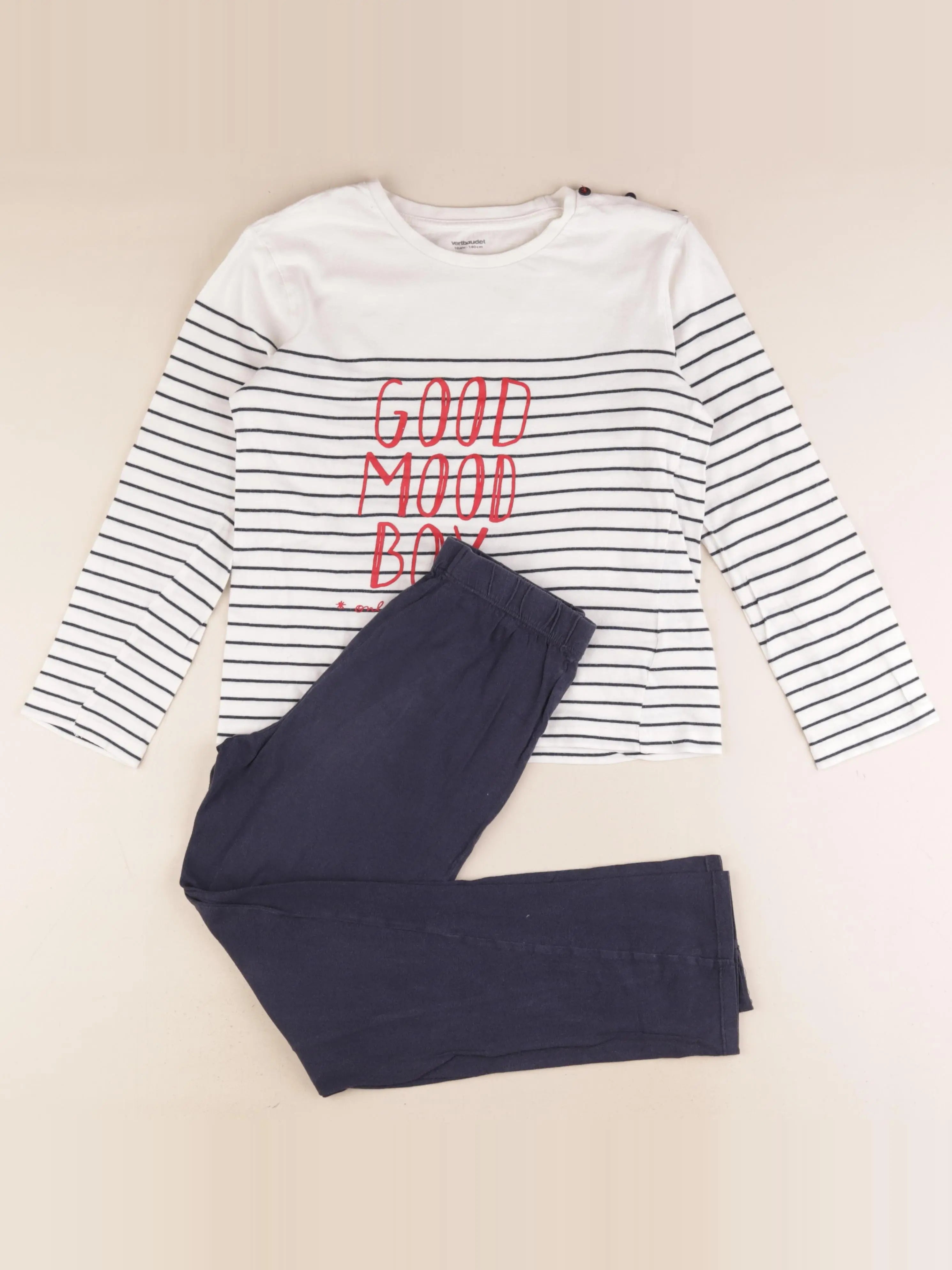 Vertbaudet - pyjama coton bleu, blanc - 10 ans