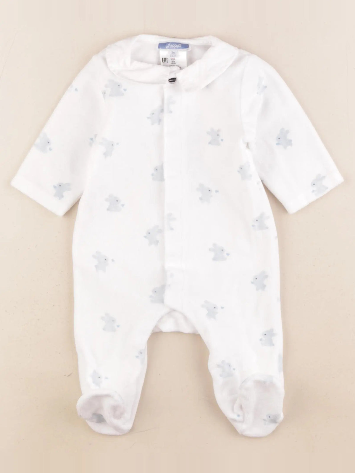 Jacadi - pyjama velours blanc - 3 mois