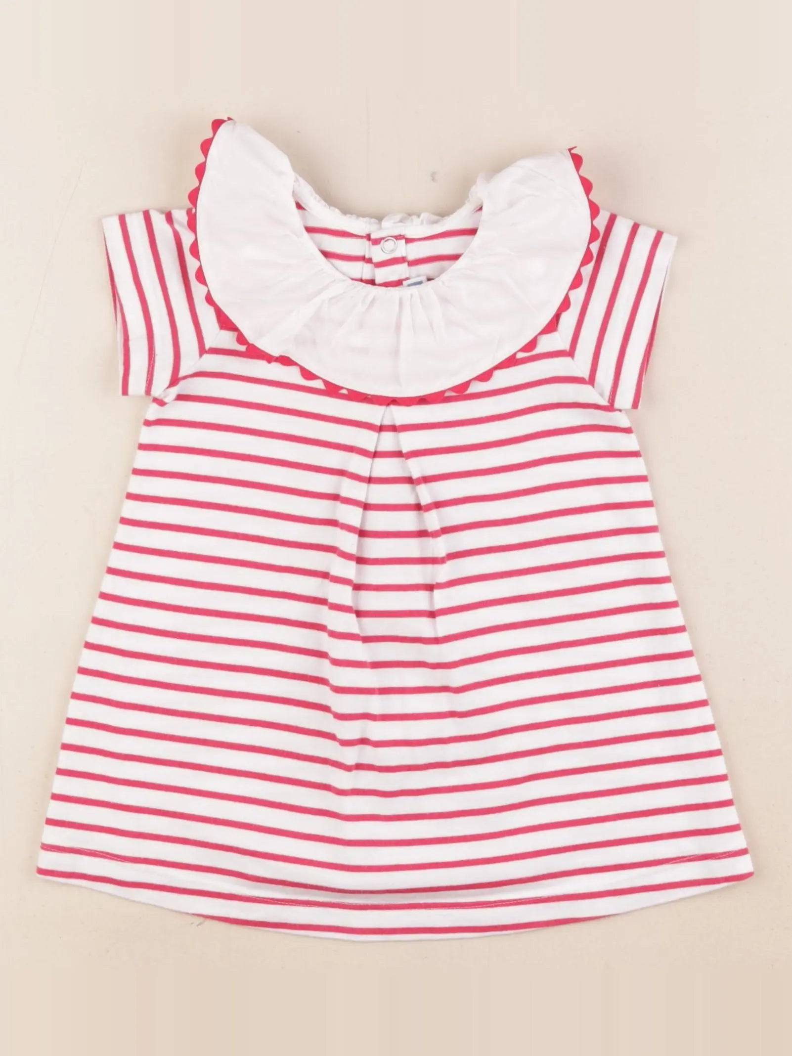 Jacadi - robe blanc, rose - 12 mois