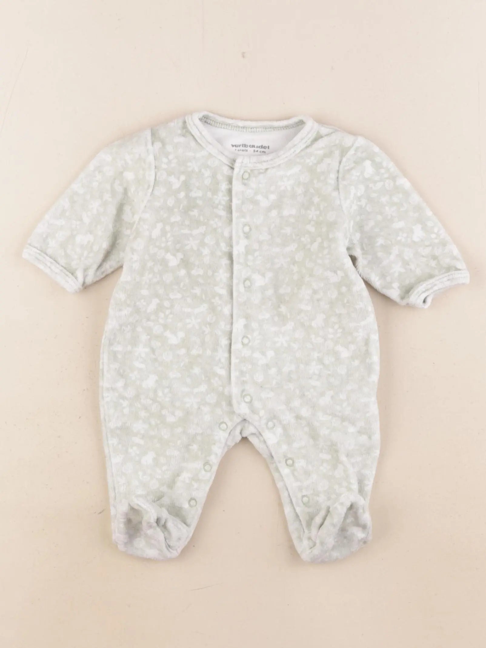 Vertbaudet - pyjama velours vert - 1 mois