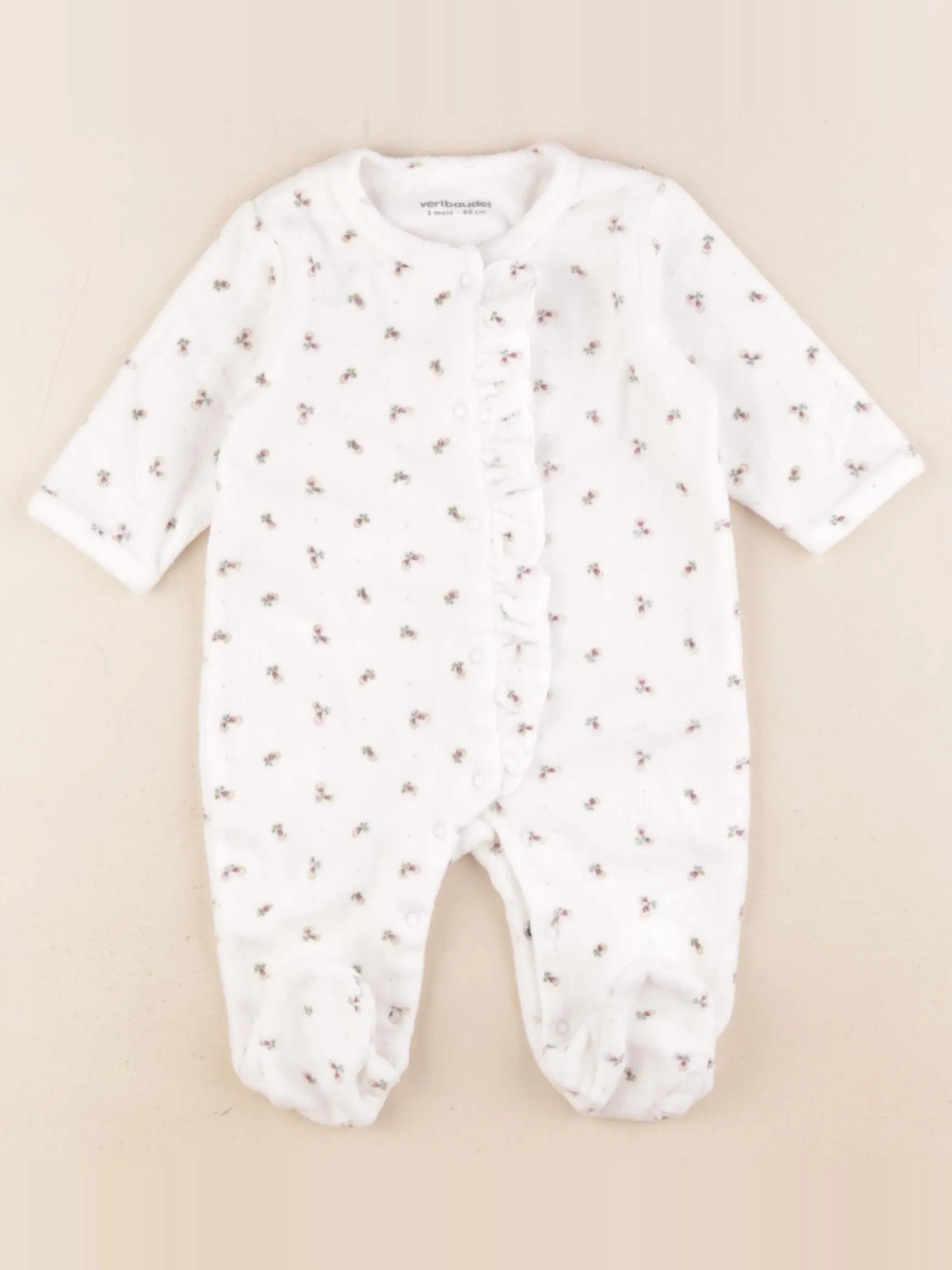 Vertbaudet - pyjama velours blanc - 3 mois