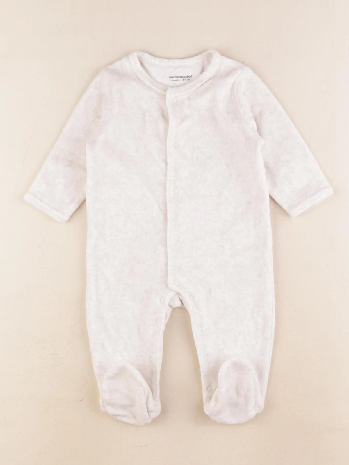 Vertbaudet - pyjama velours beige - 6 mois