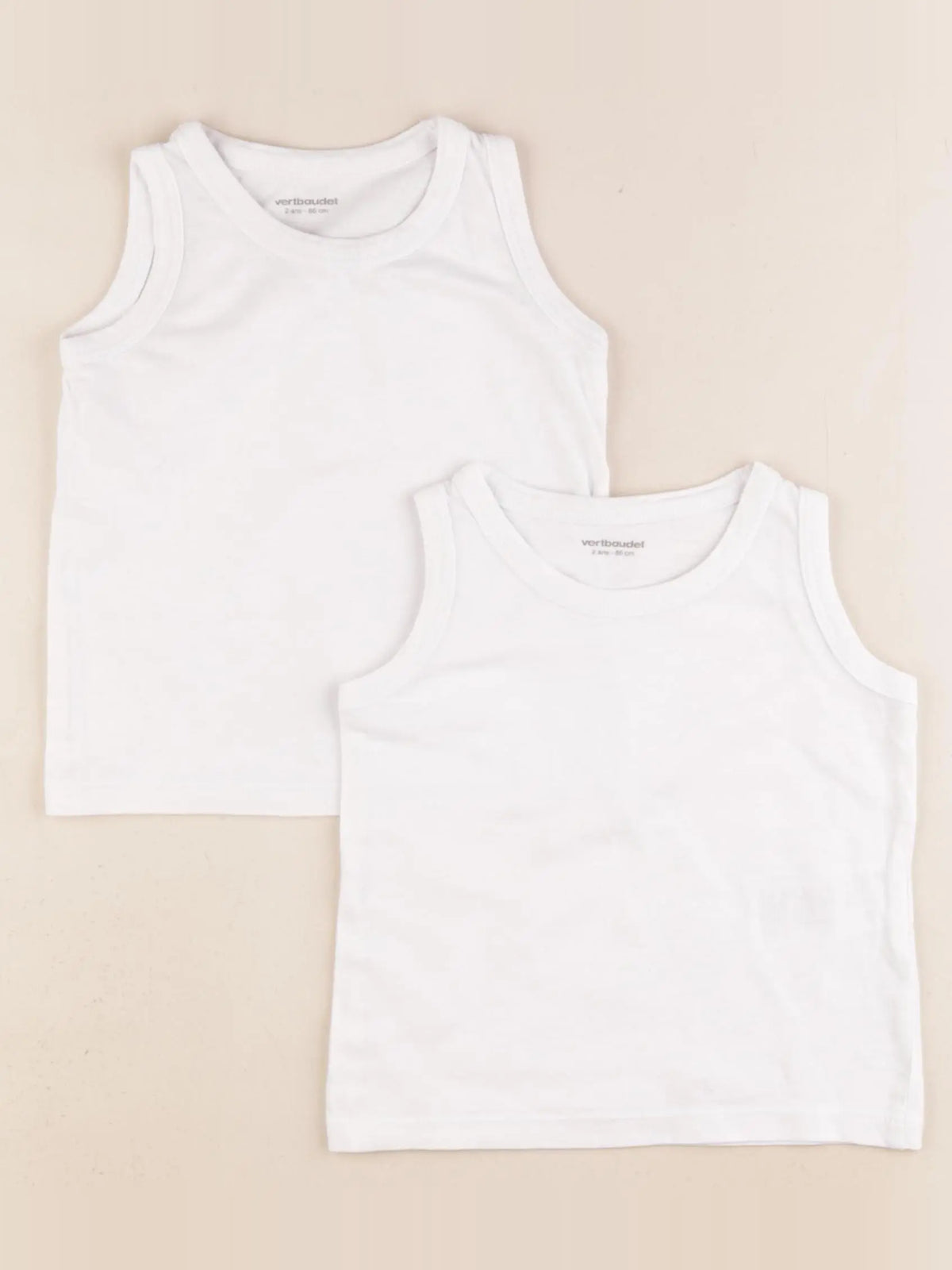 Vertbaudet - lot de 2 maillots de corps blanc - 2 ans
