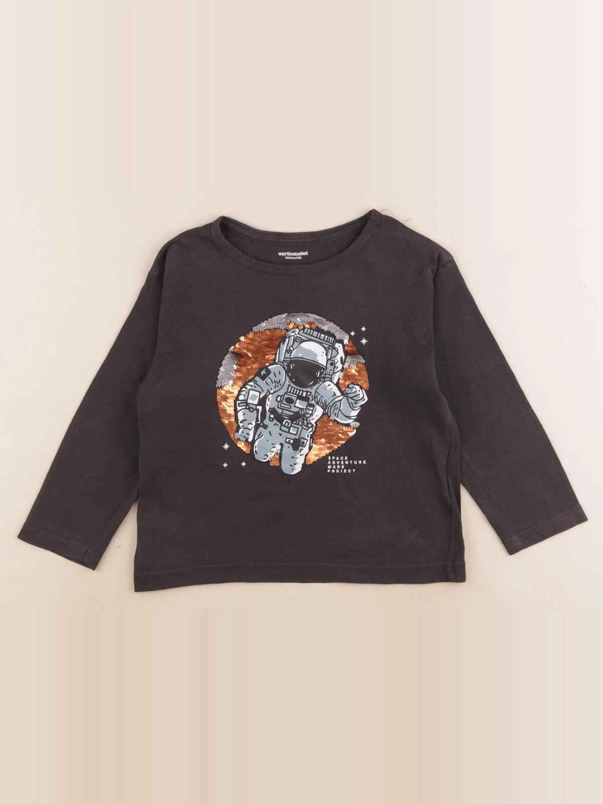 Vertbaudet - tee-shirt gris, noir - 4 ans