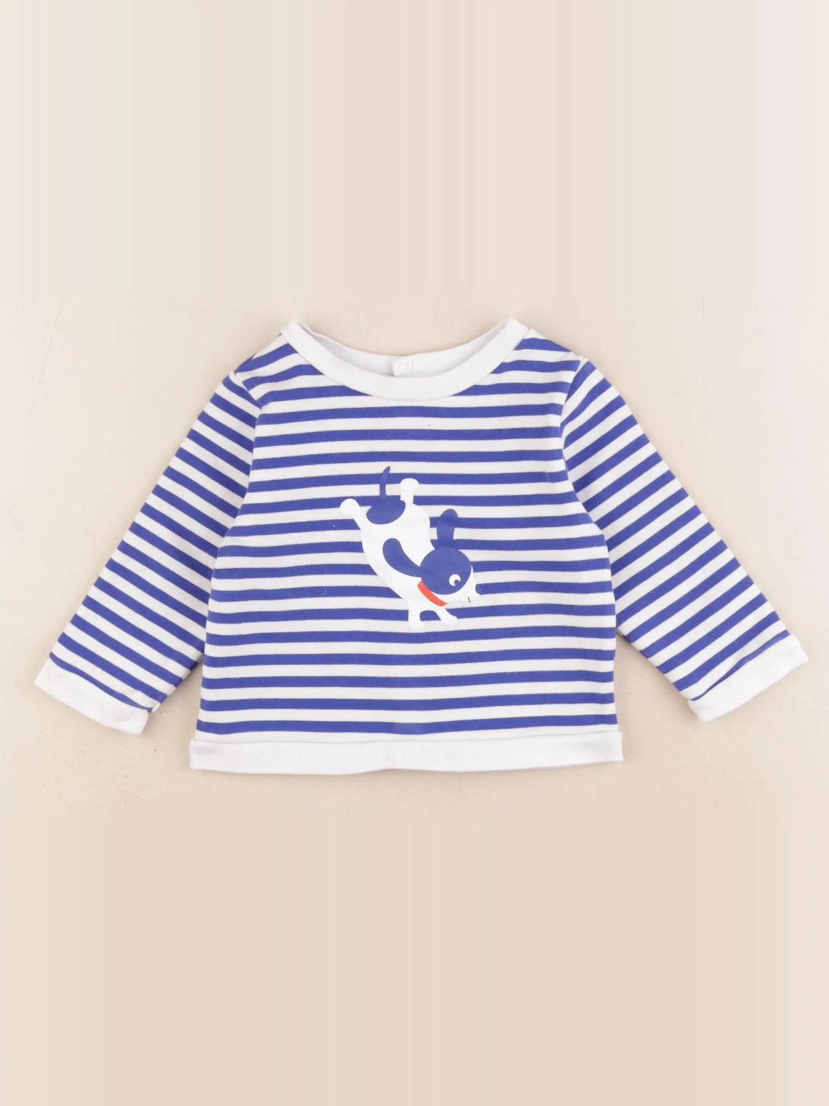 Jacadi - sweat bleu, blanc - 12 mois