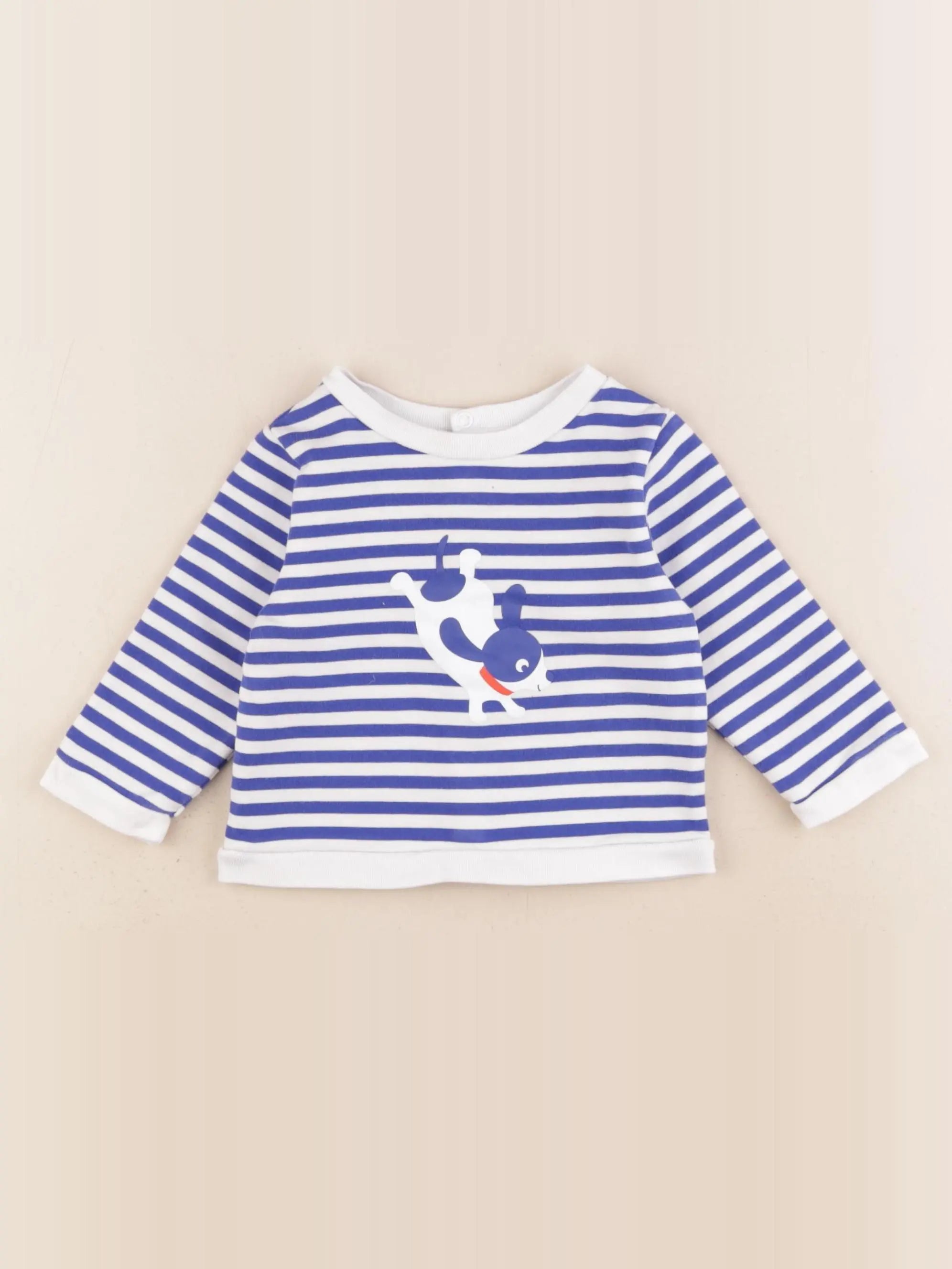 Jacadi - sweat bleu, blanc - 12 mois