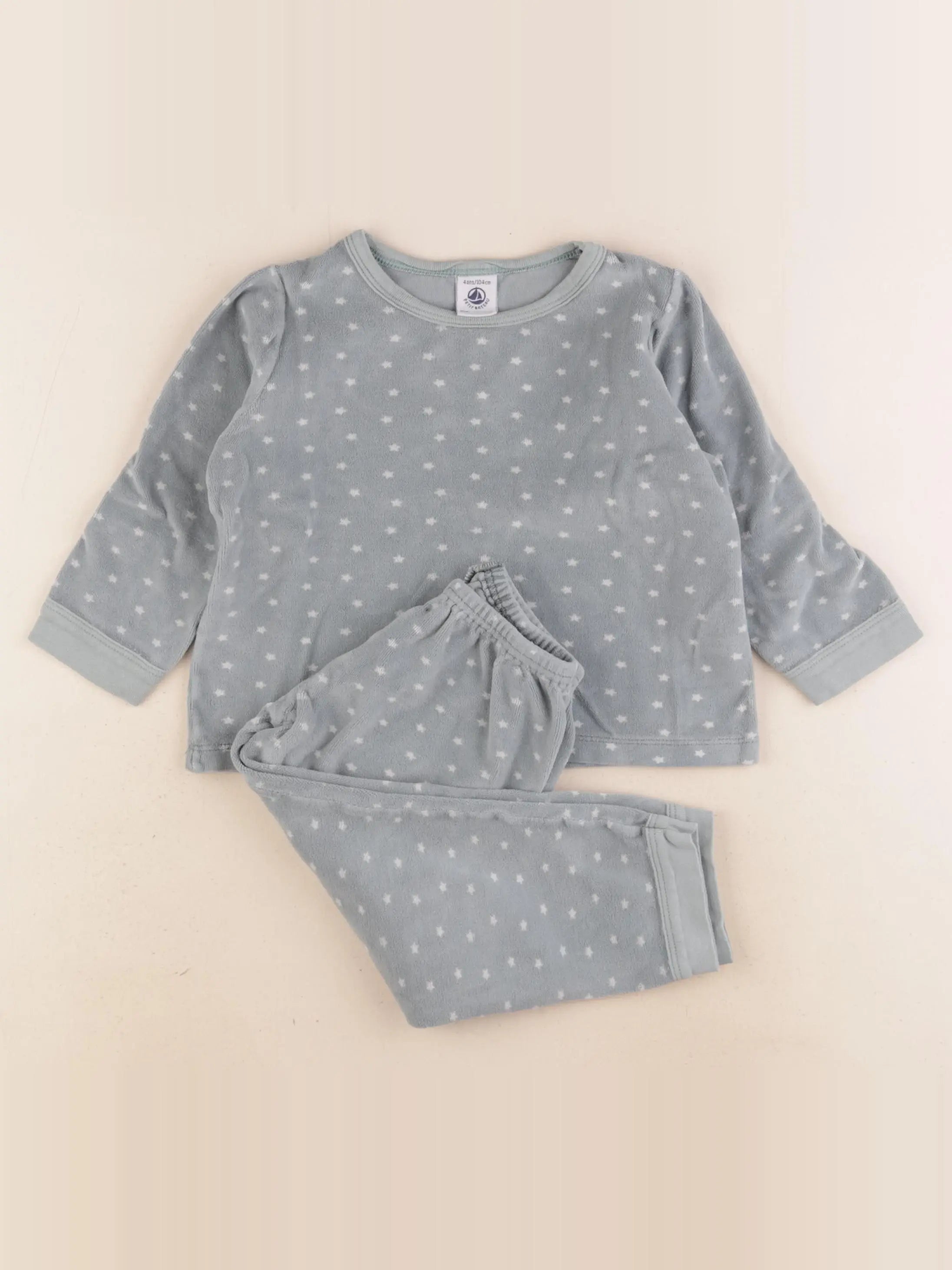 Petit Bateau - pyjama velours vert - 4 ans