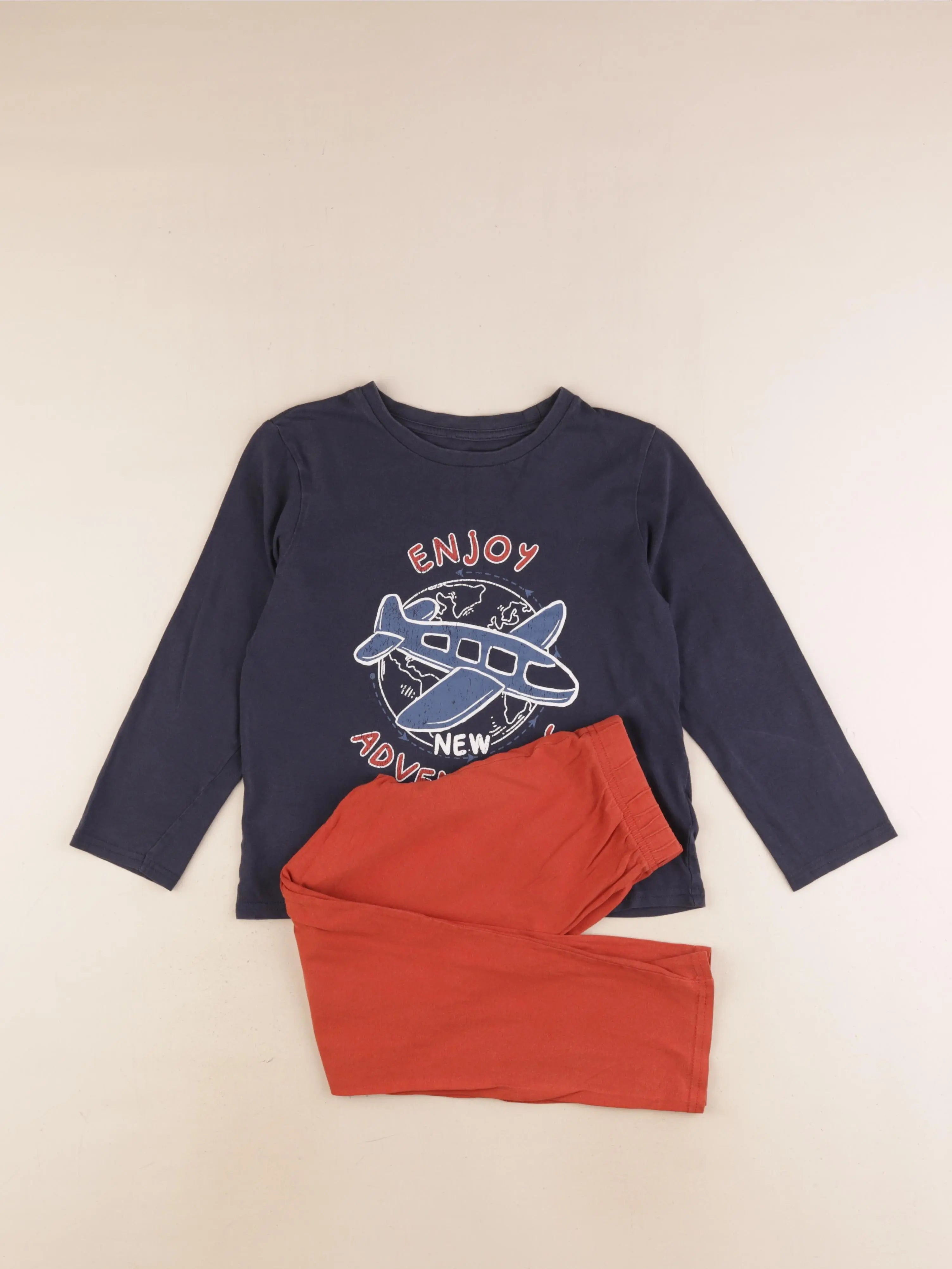 Vertbaudet - pyjama coton bleu, rouge - 8 ans