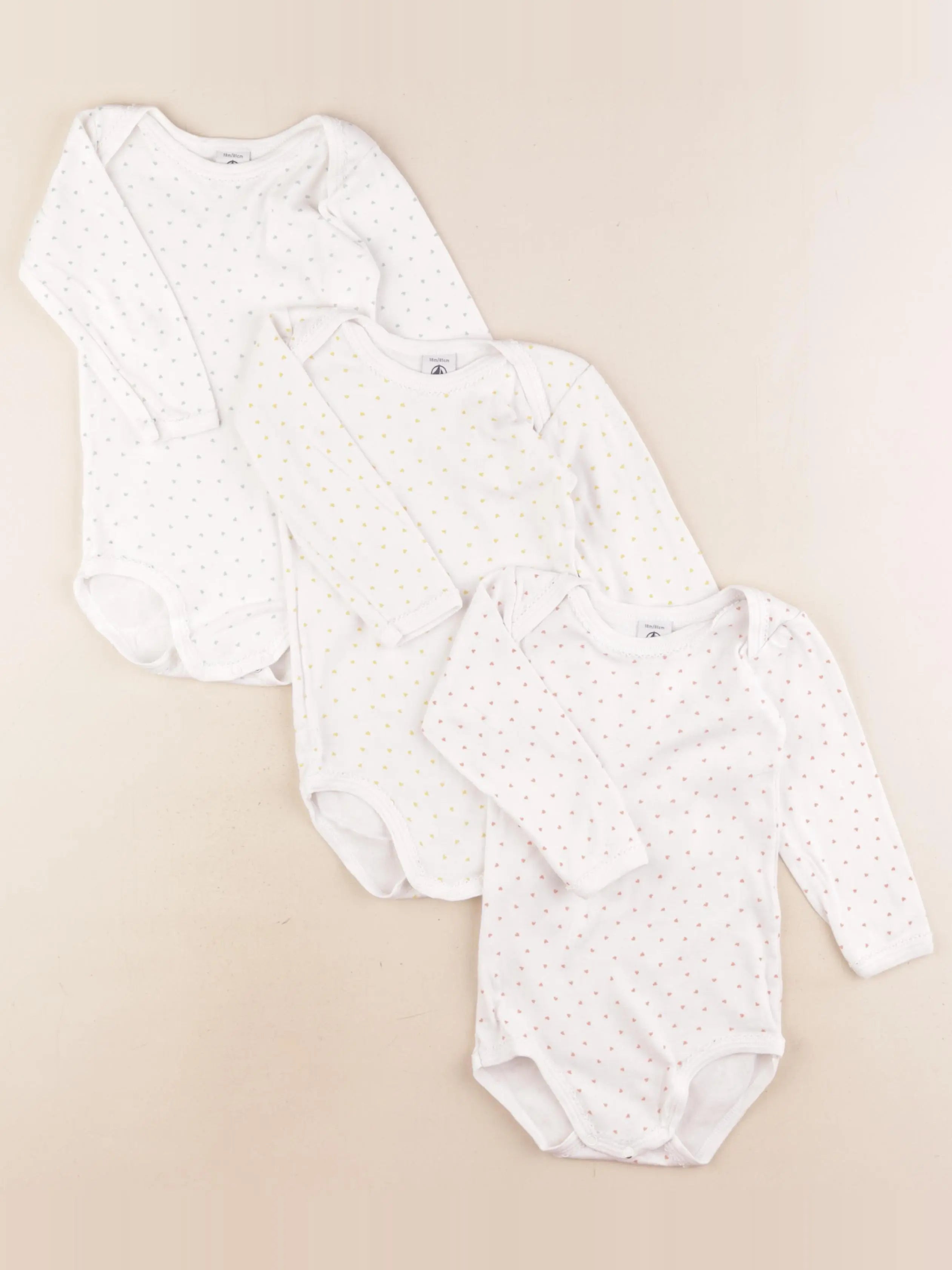 Petit Bateau - lot de 3 bodies en coton multicolore - 18 mois