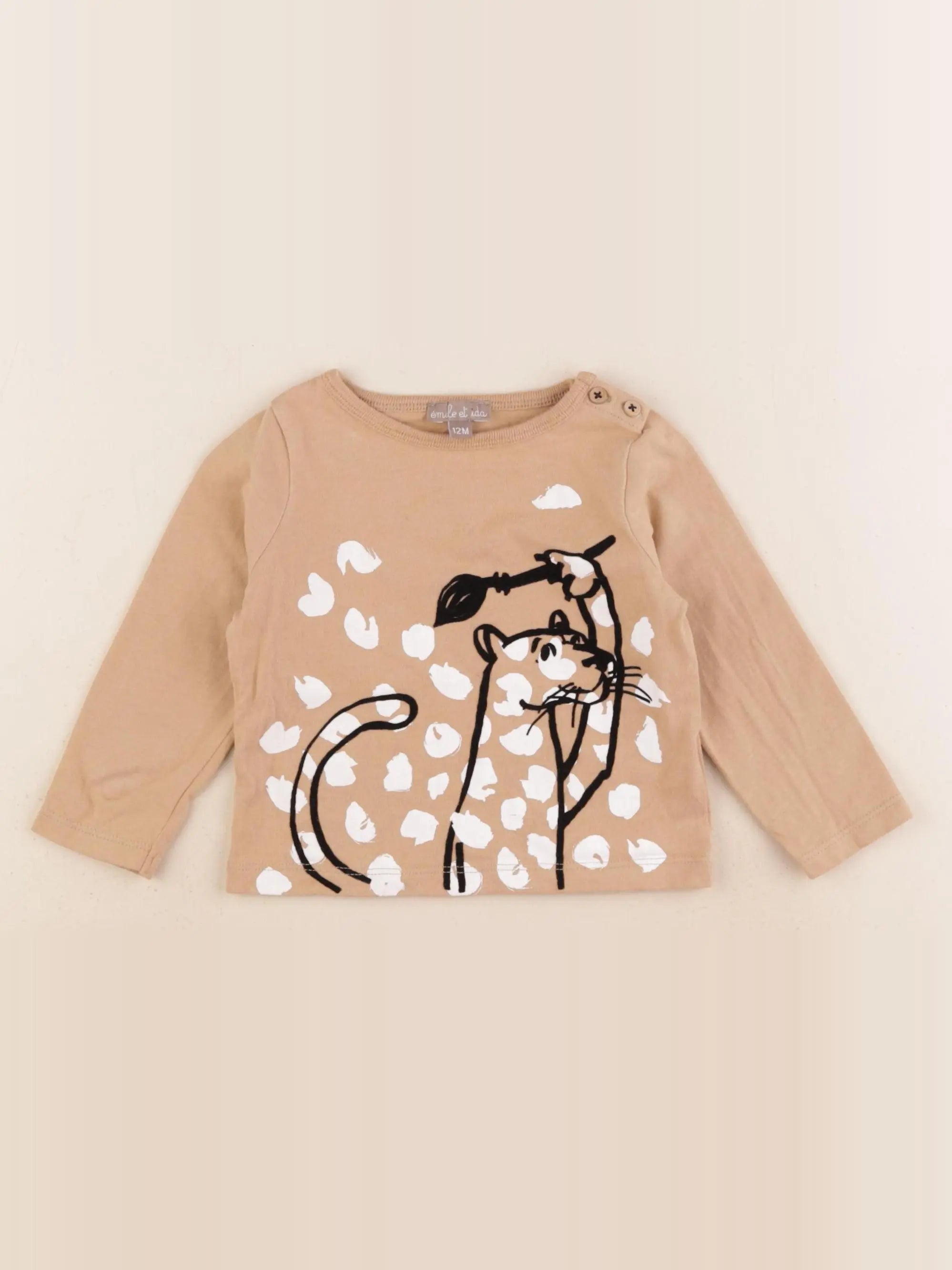 Emile et Ida - tee-shirt marron - 12 mois