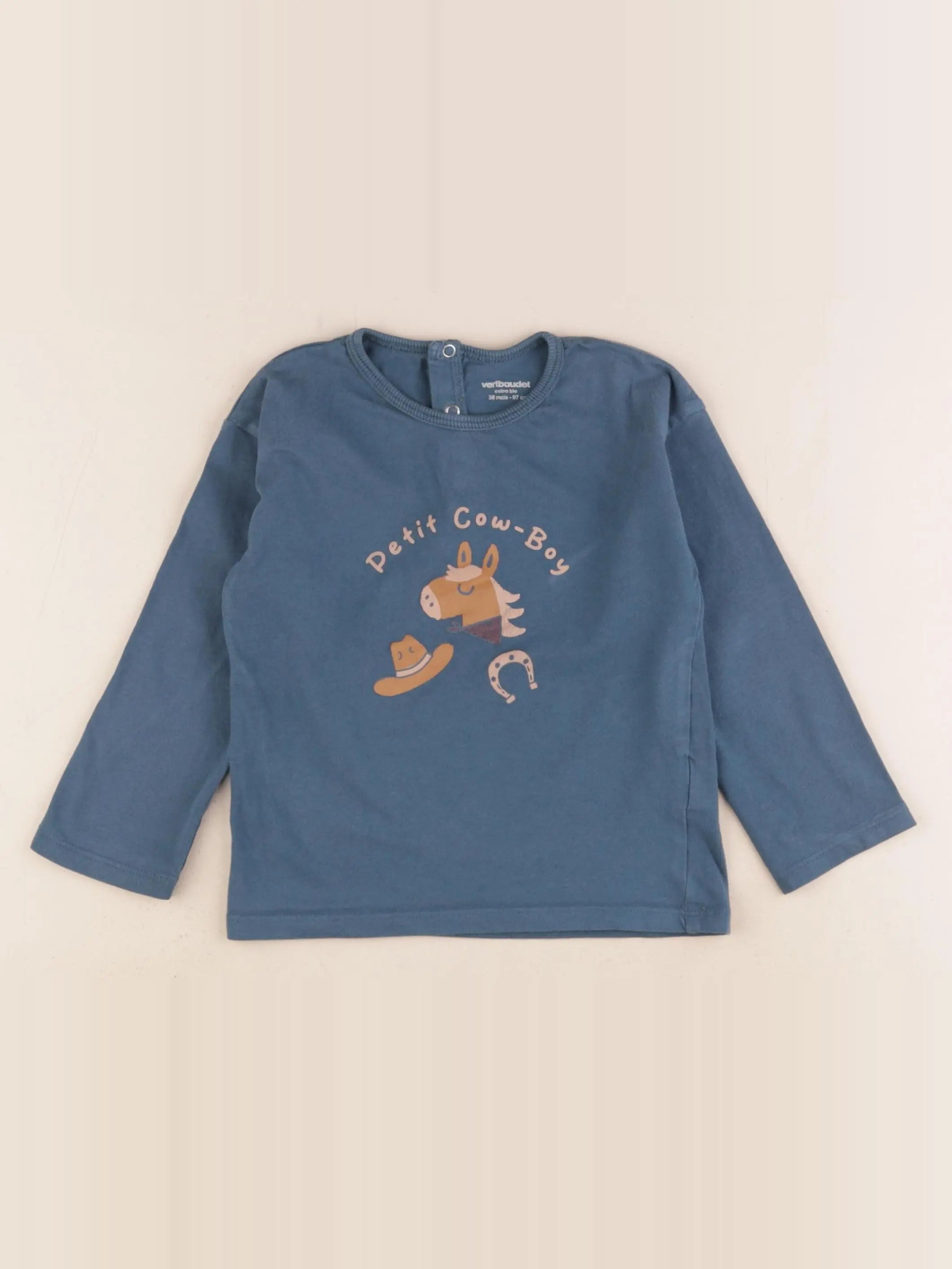Vertbaudet - tee-shirt bleu - 36 mois