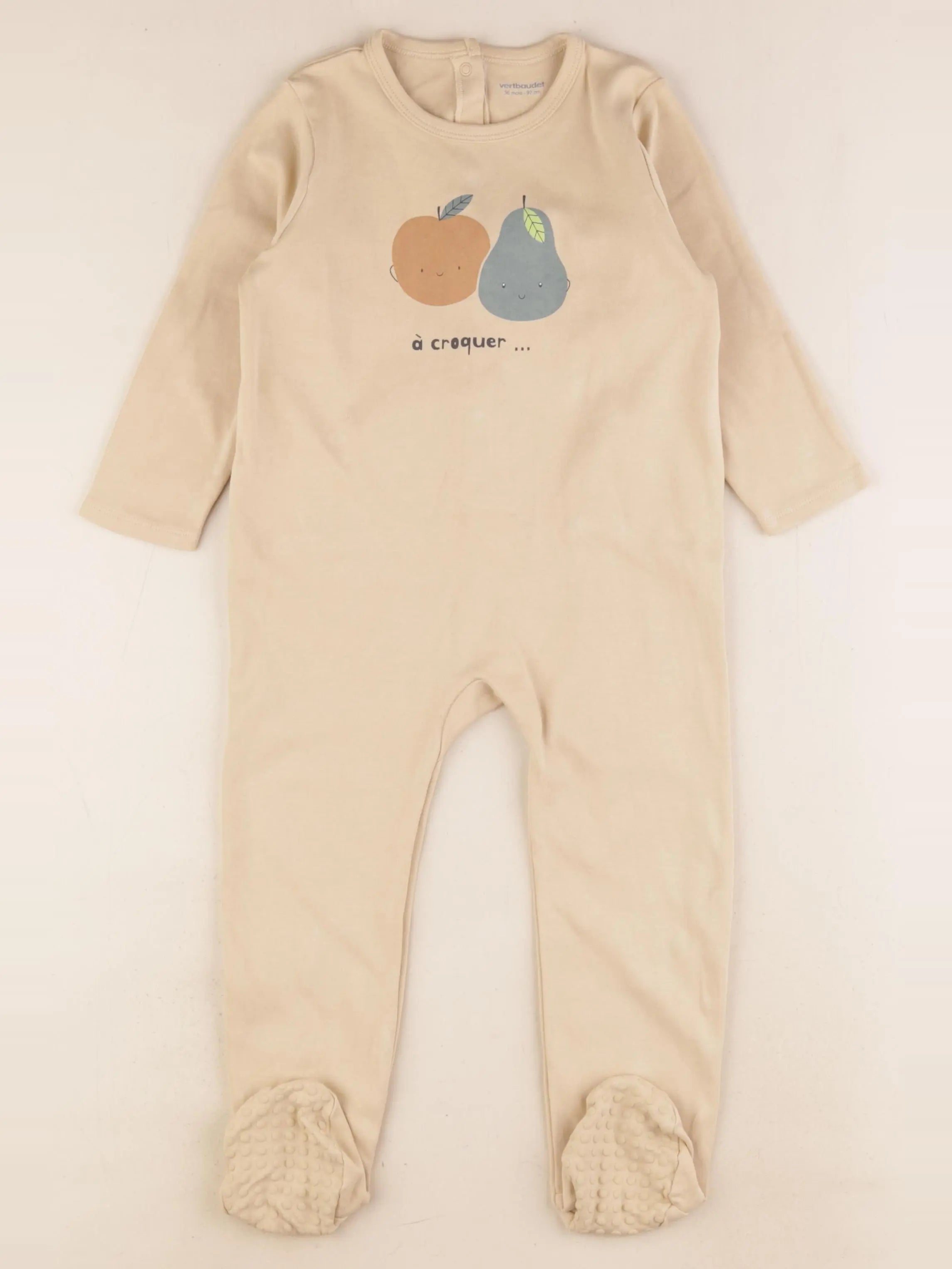 Vertbaudet - pyjama coton beige - 36 mois