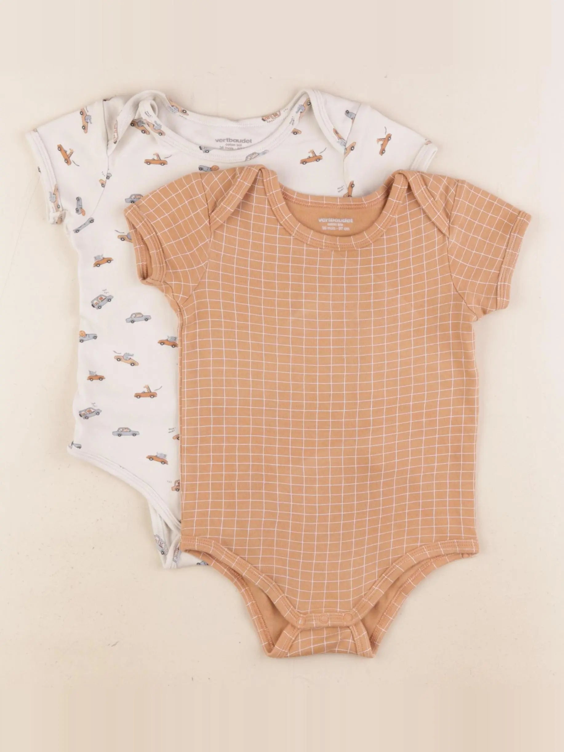 Vertbaudet - lot de 2 bodies en coton multicolore - 36 mois