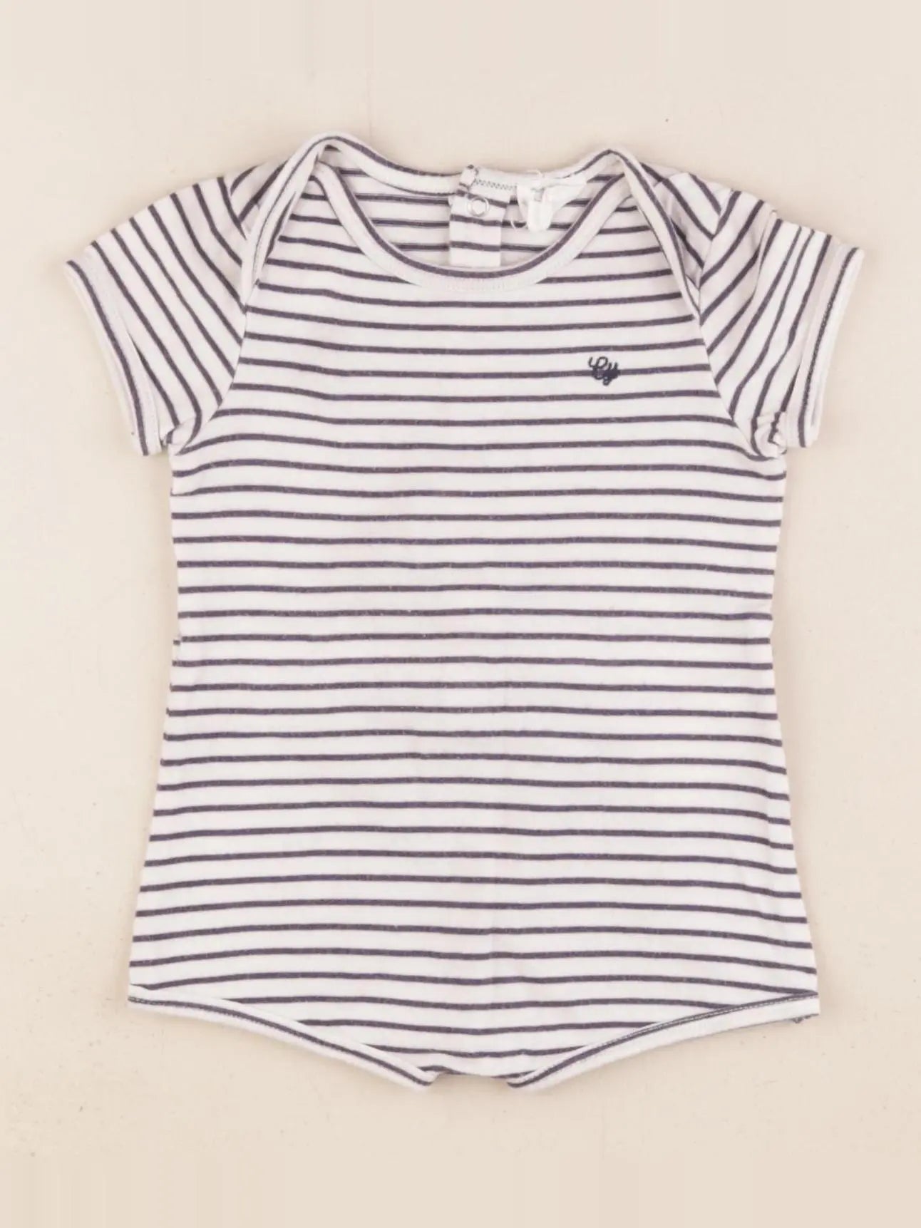 Cyrillus - body blanc, bleu - 6 mois
