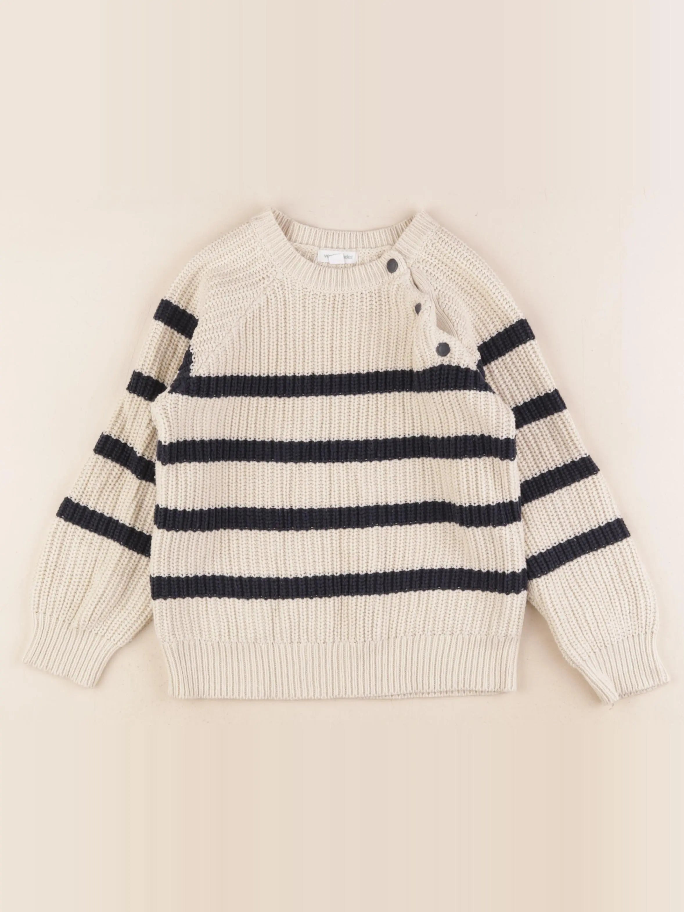 Vertbaudet - pull beige, bleu - 6 ans