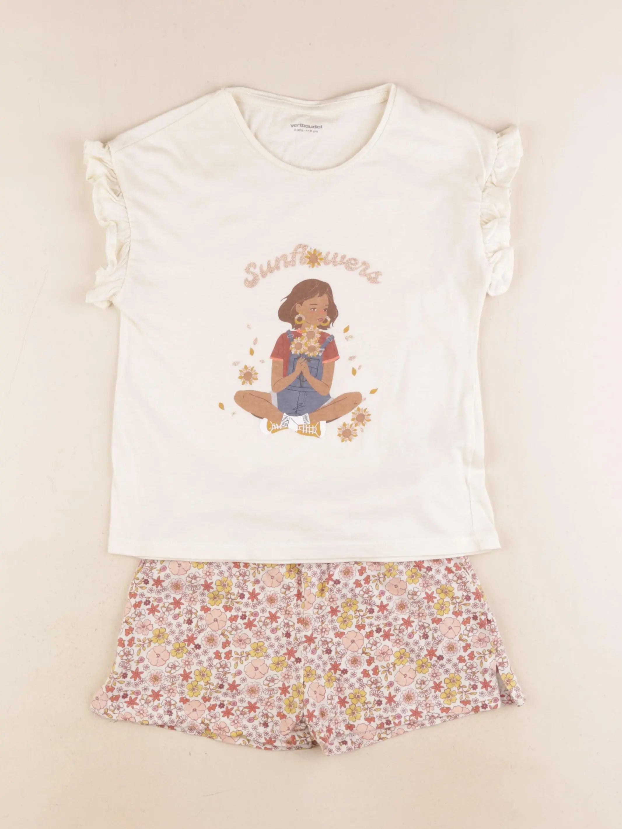 Vertbaudet - ensemble marron, beige - 6 ans