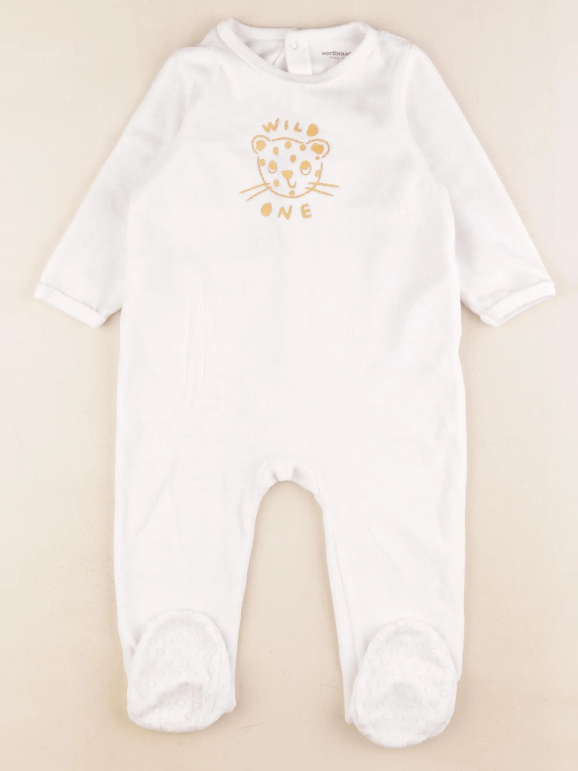 Vertbaudet - pyjama velours blanc - 18 mois