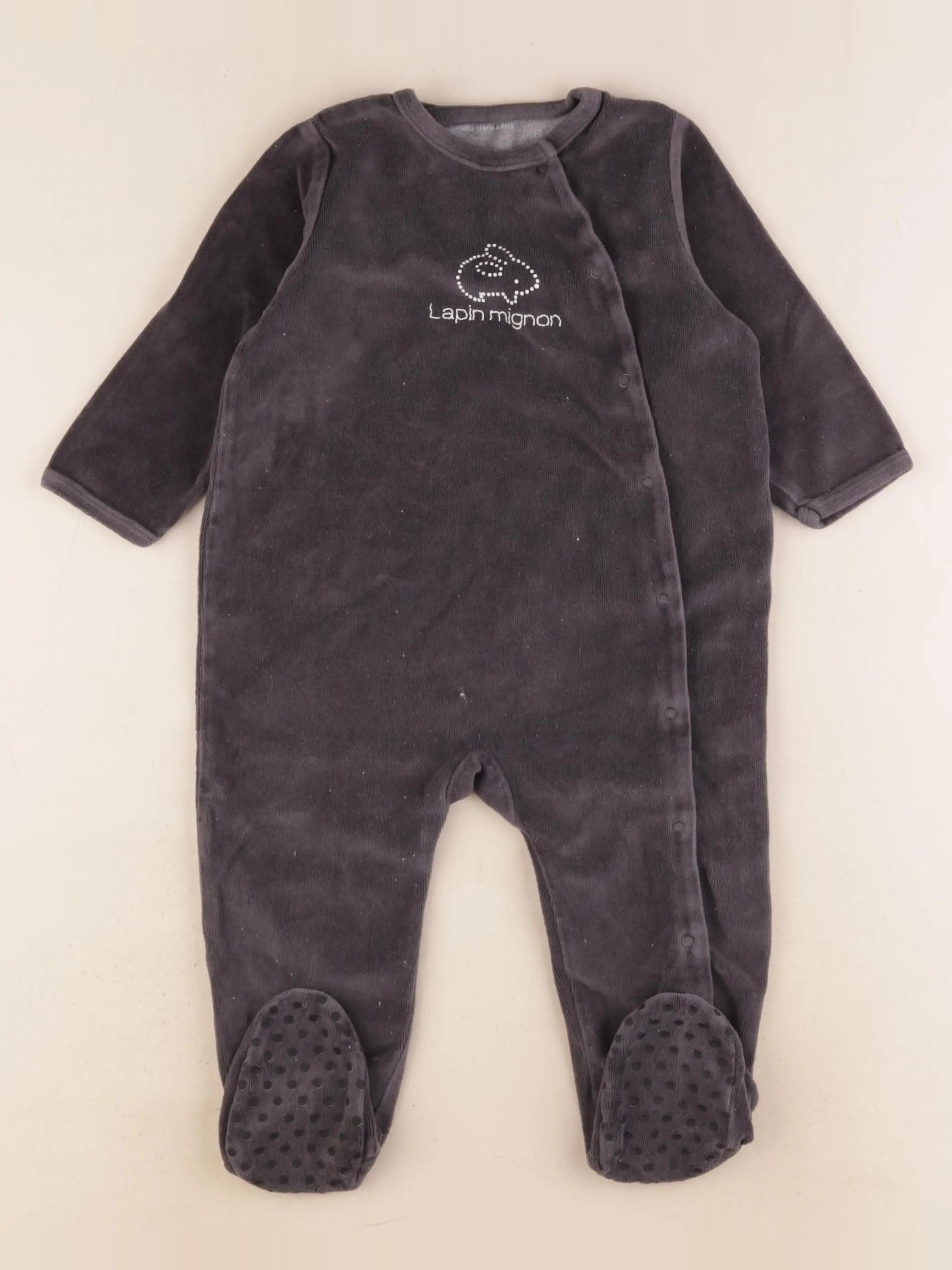 Vertbaudet - pyjama velours noir, gris - 18 mois