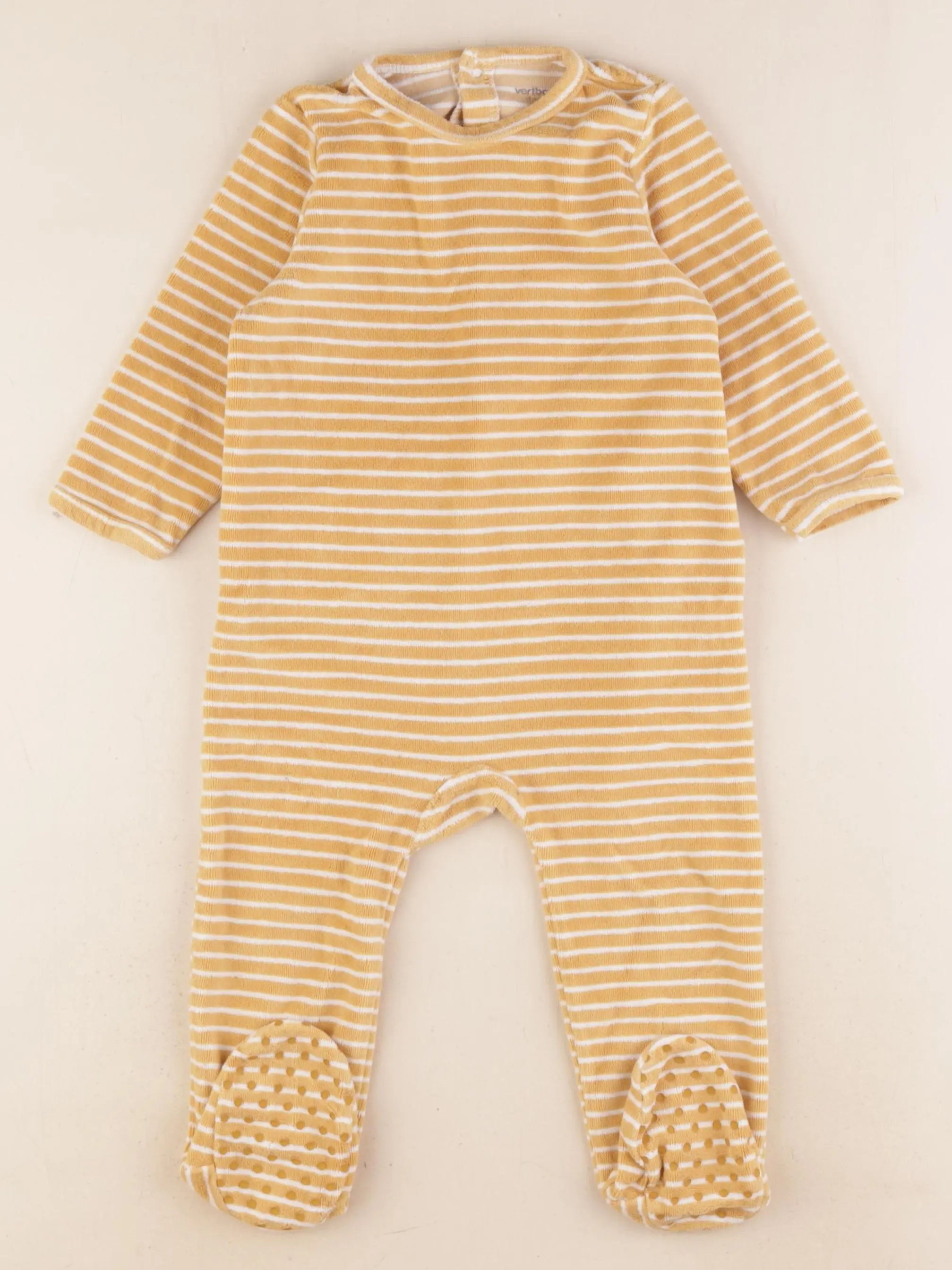 Vertbaudet - pyjama velours jaune, blanc - 18 mois