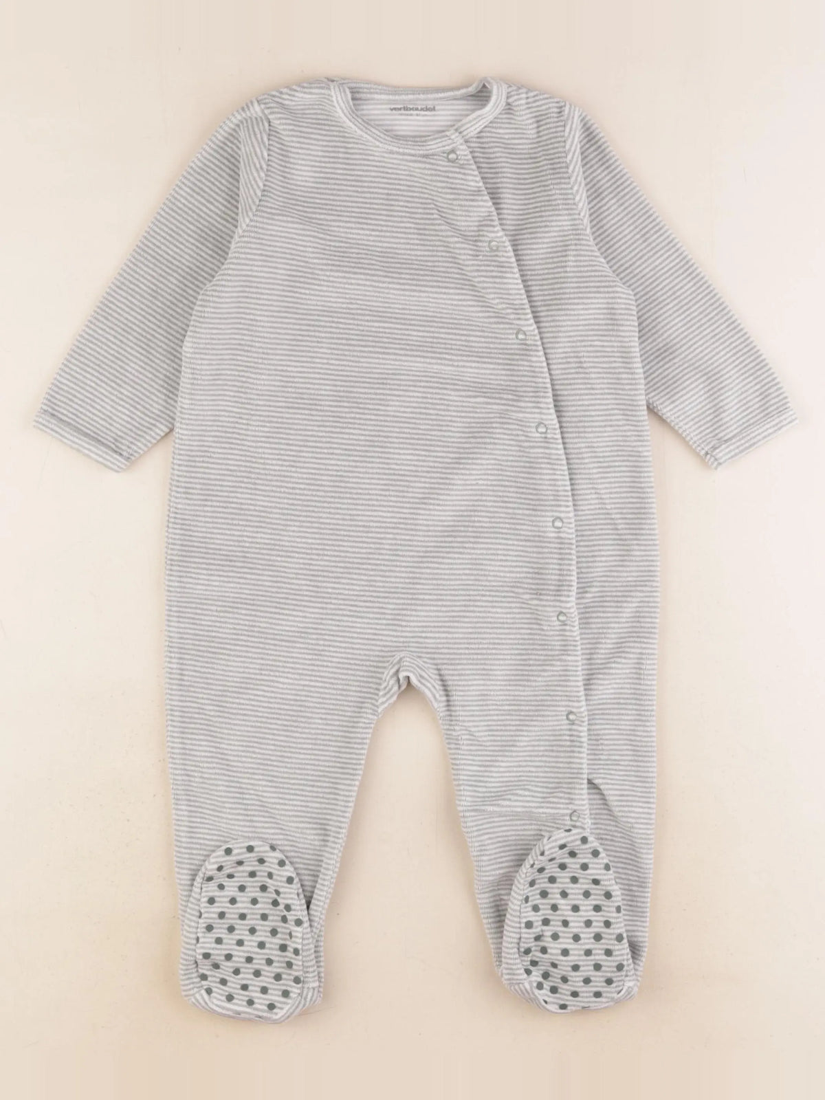 Vertbaudet - pyjama velours blanc, vert - 18 mois