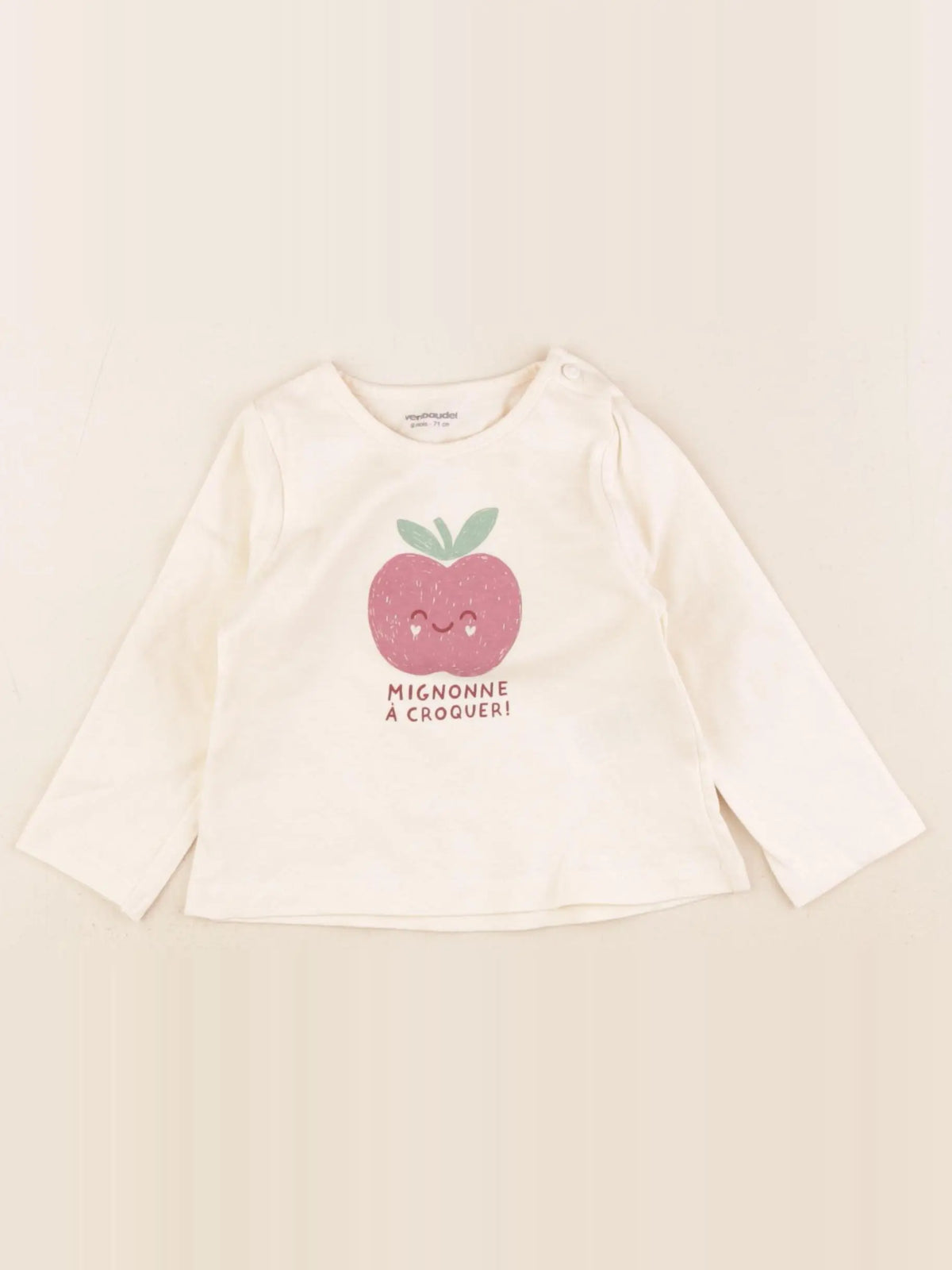 Vertbaudet - tee-shirt beige - 9 mois
