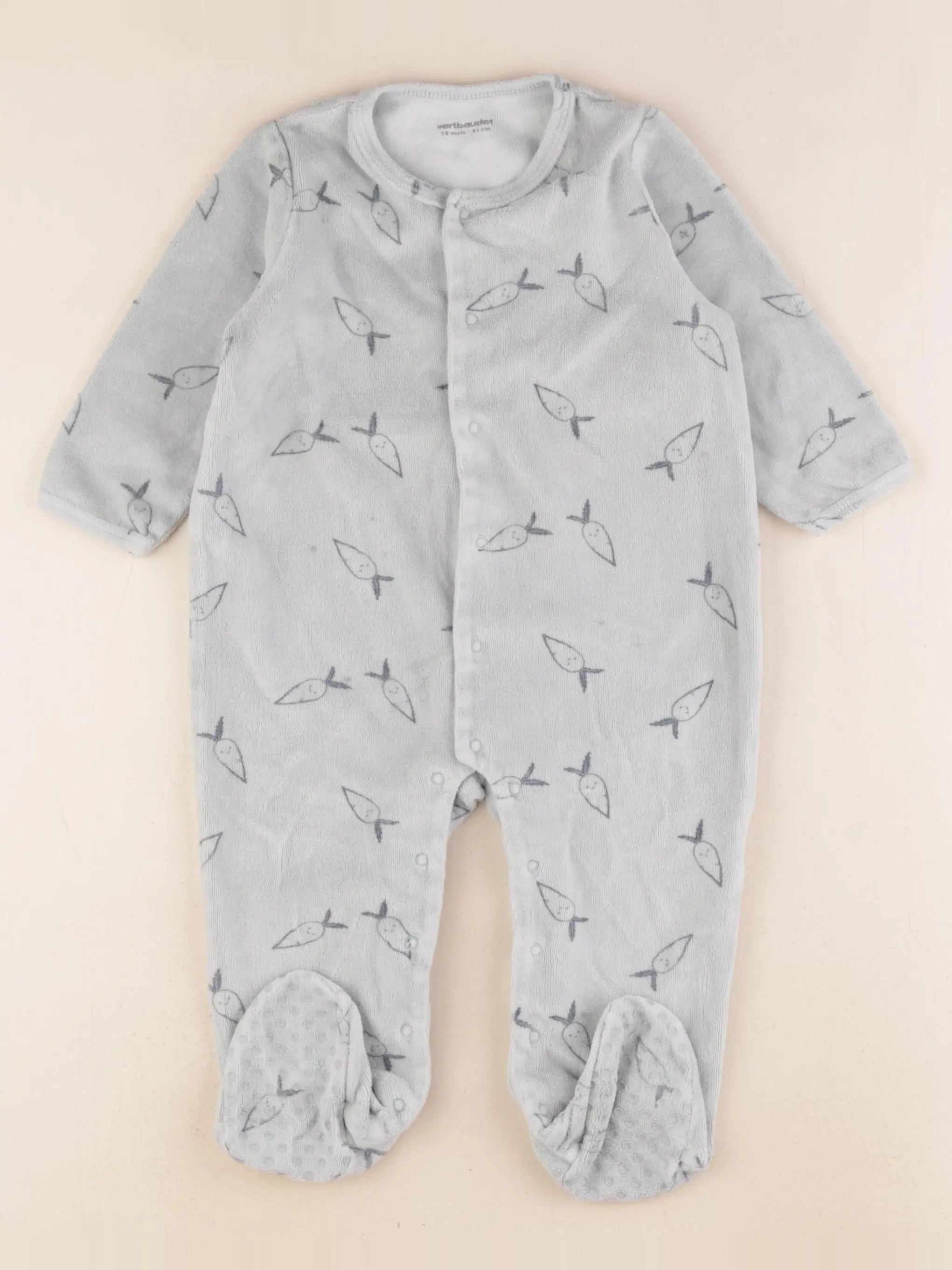 Vertbaudet - pyjama velours bleu - 18 mois