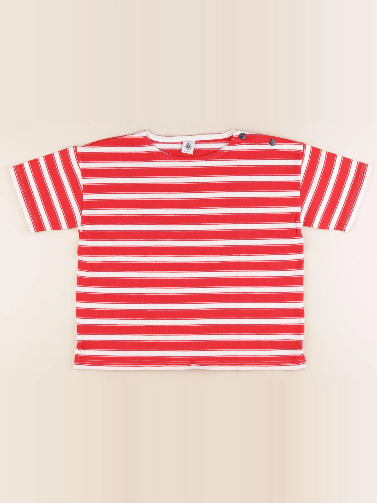 Petit Bateau - tee-shirt rouge, blanc - 12 ans