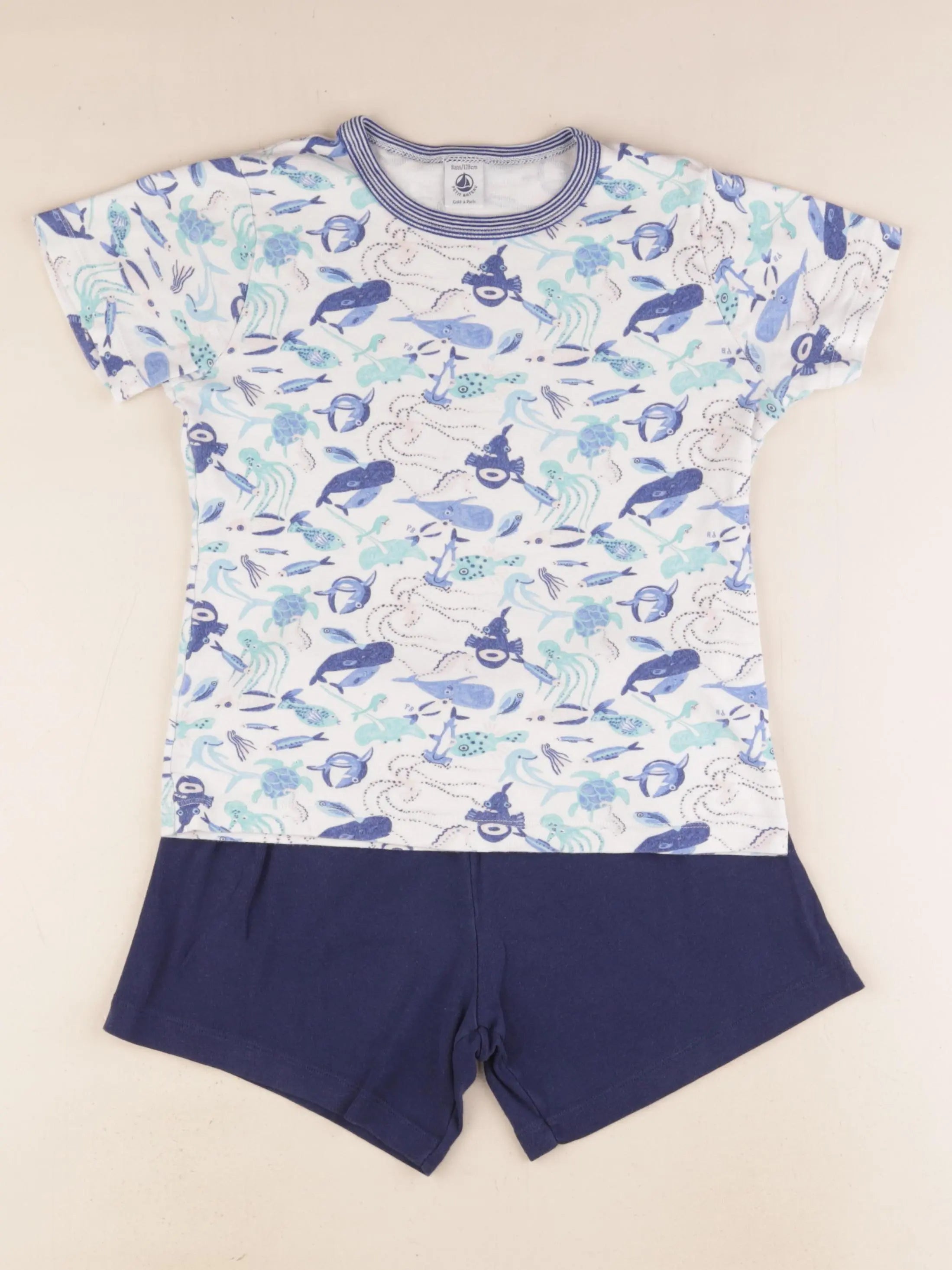 Petit Bateau - pyjama coton bleu - 8 ans