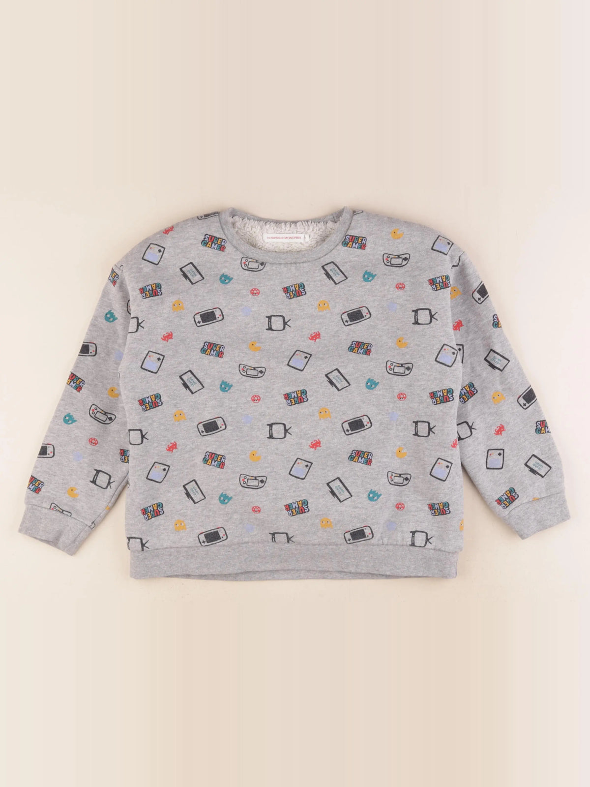 Monoprix - sweat gris - 8 ans