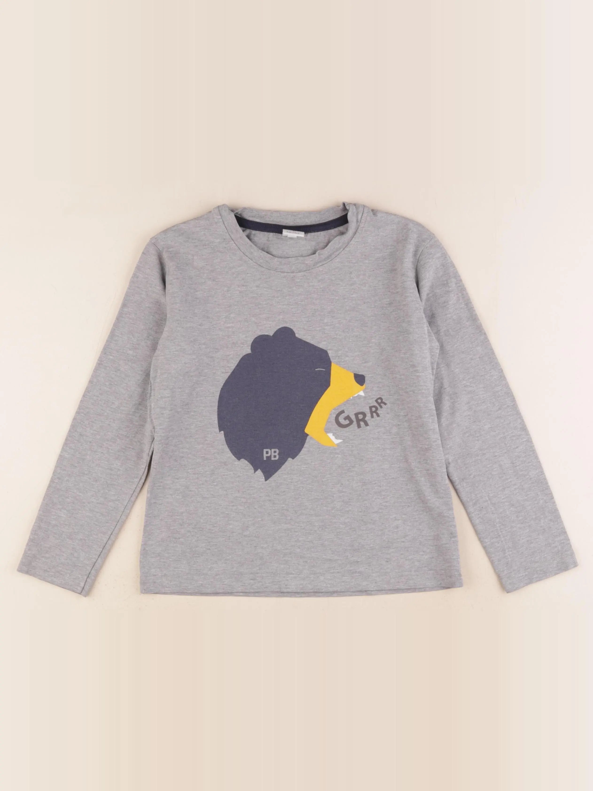 Petit Bateau - tee-shirt gris - 8 ans