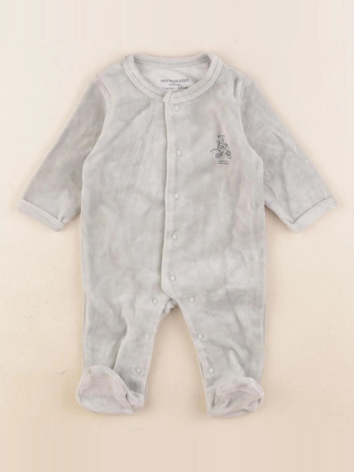 Vertbaudet - pyjama velours vert - 1 mois