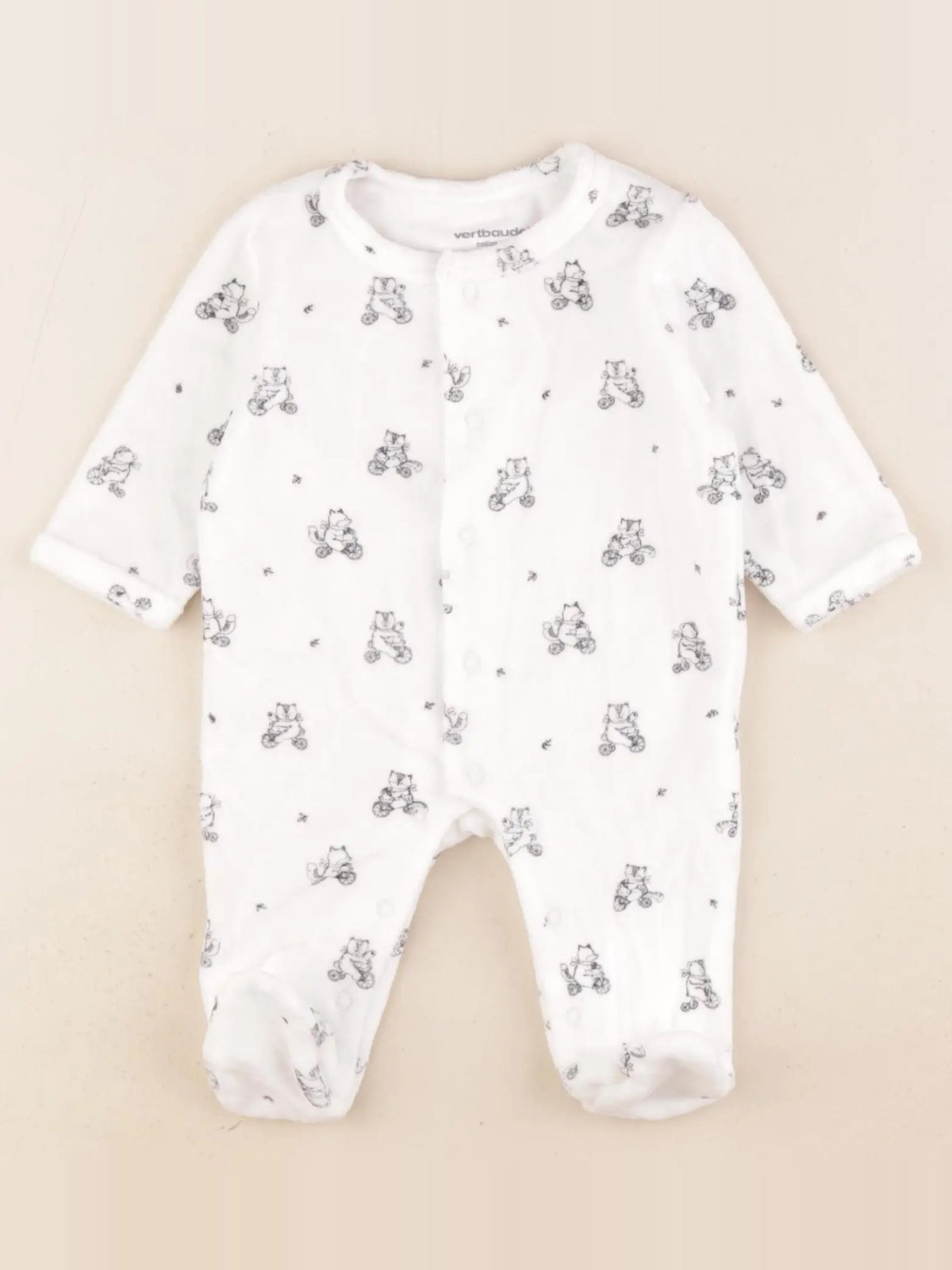Vertbaudet - pyjama velours blanc - 1 mois