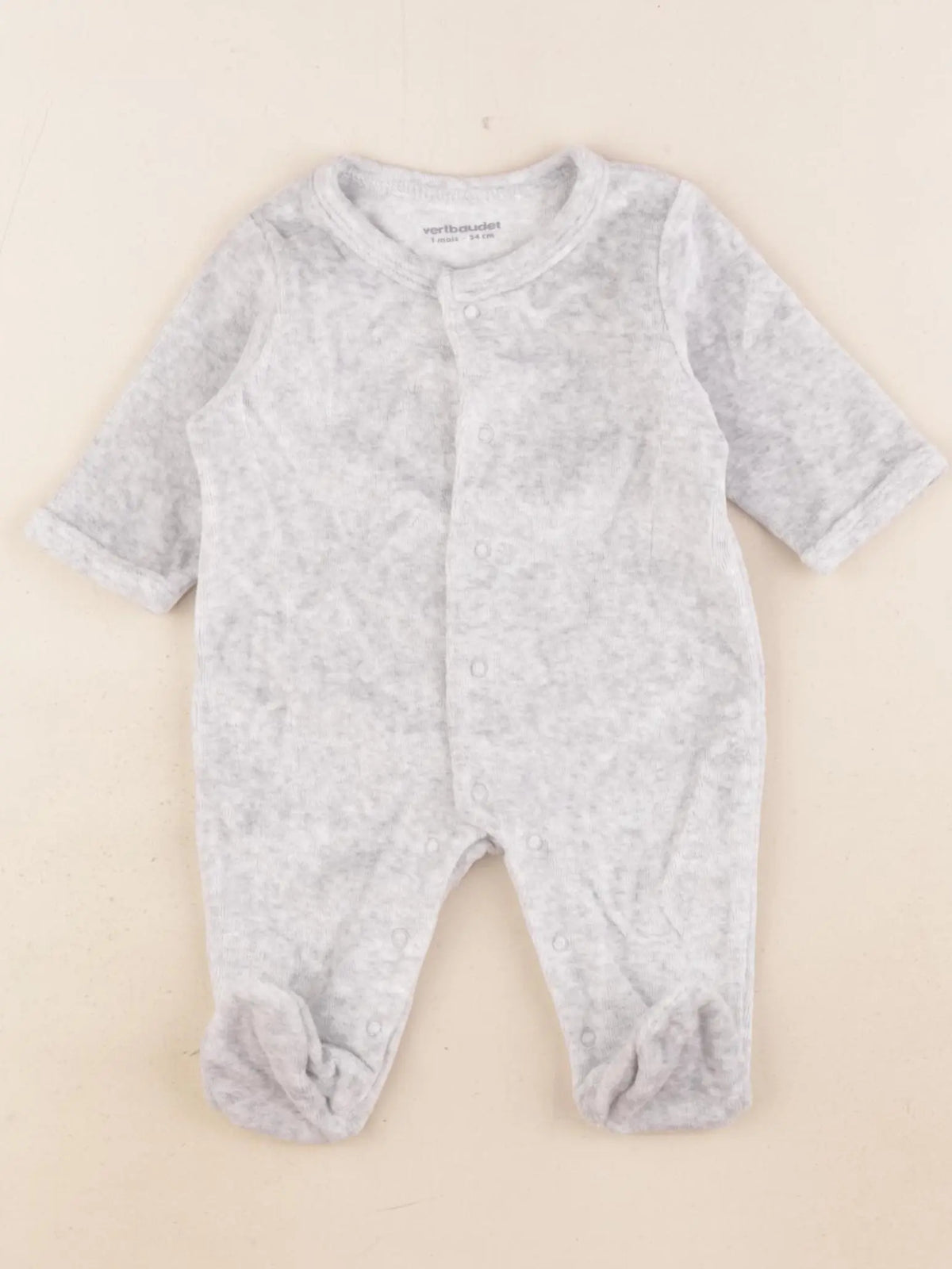 Vertbaudet - pyjama velours gris - 1 mois