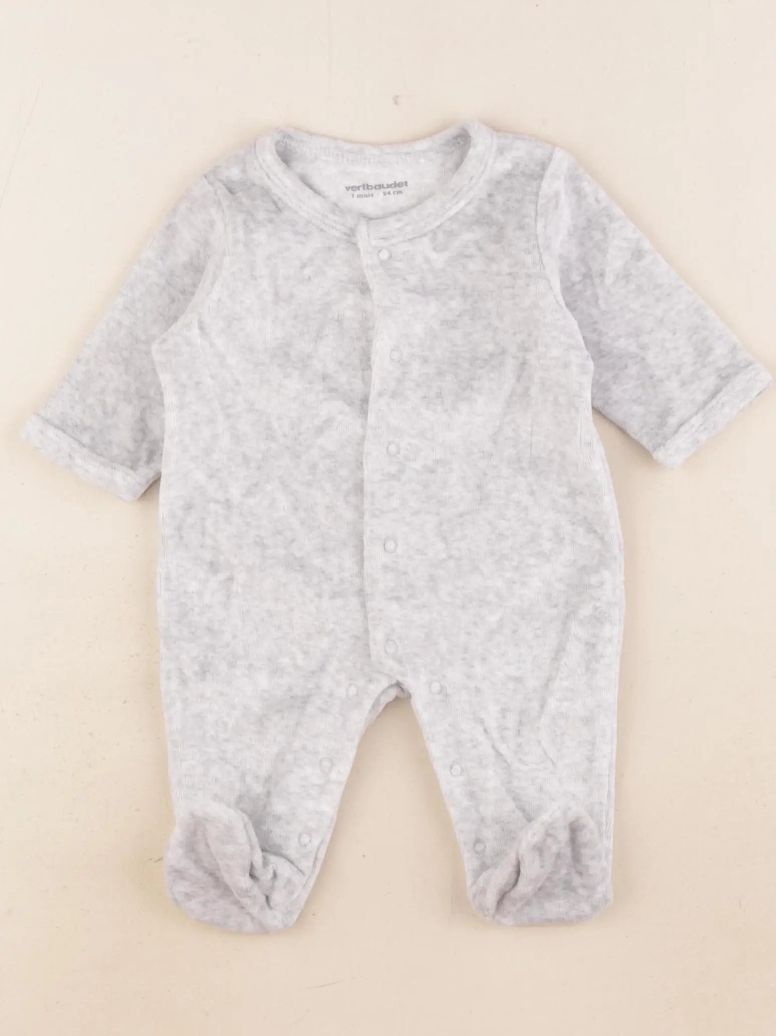 Vertbaudet - pyjama velours gris - 1 mois
