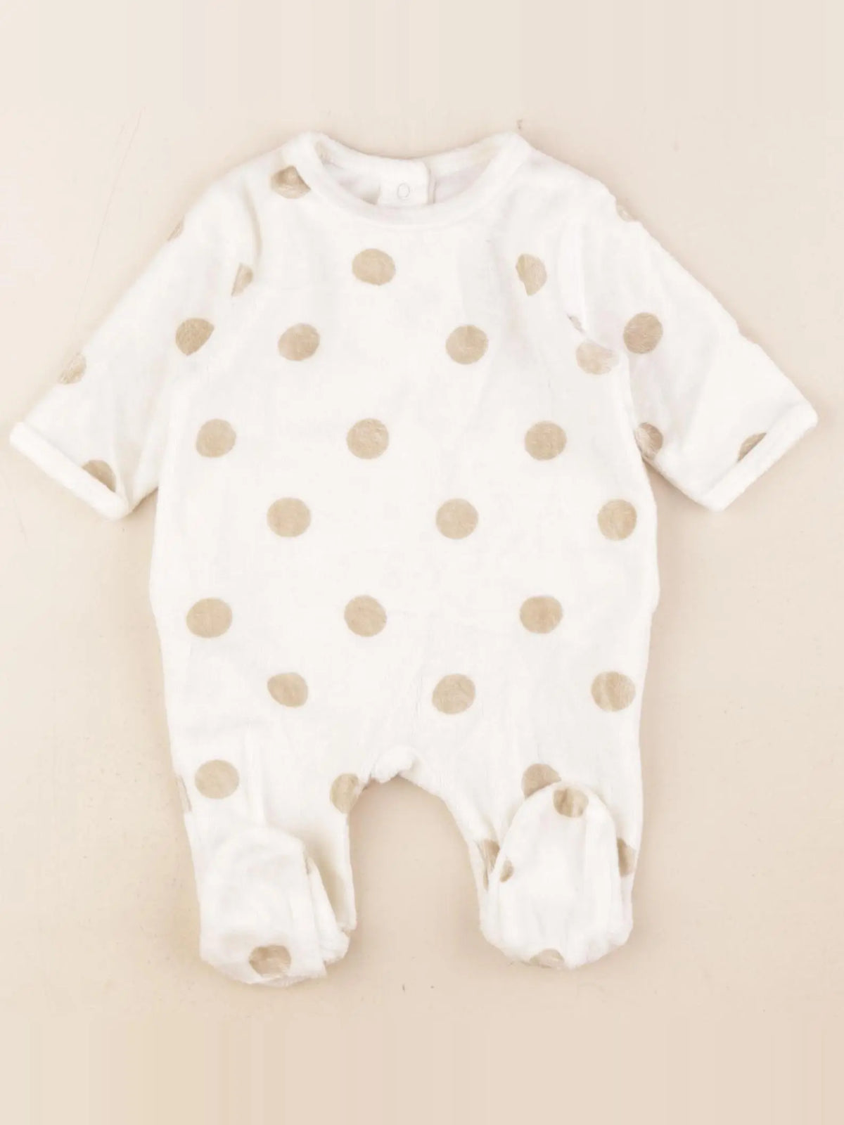 Vertbaudet - pyjama velours blanc, marron - 1 mois